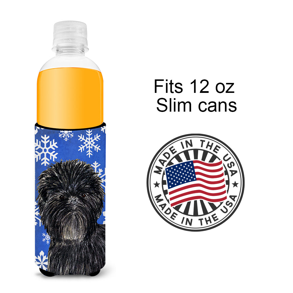 Affenpinscher Winter Snowflakes Holiday Ultra Beverage Insulators for slim cans SS4649MUK