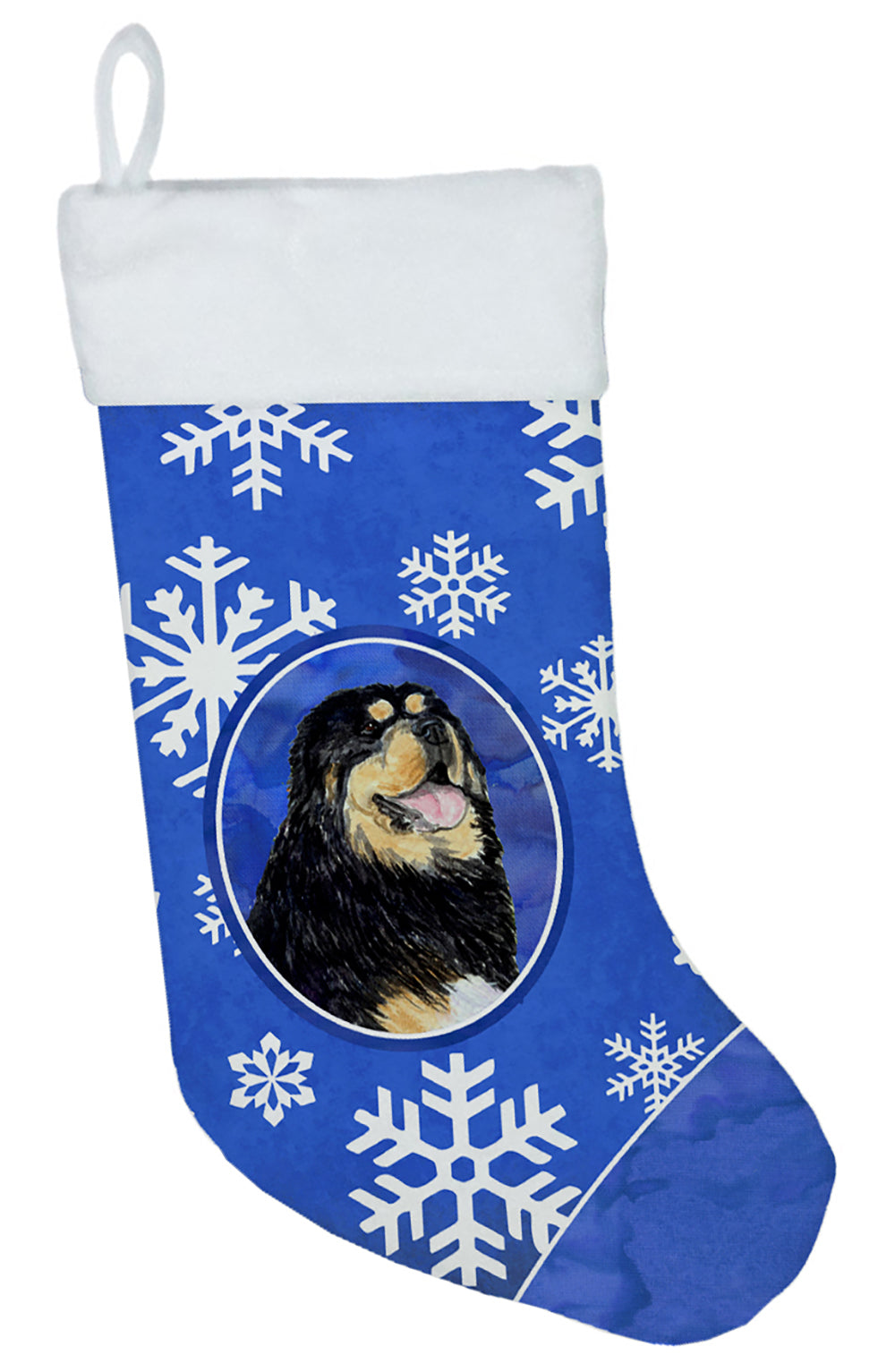 Tibetan Mastiff Winter Snowflakes Christmas Stocking SS4650  the-store.com.
