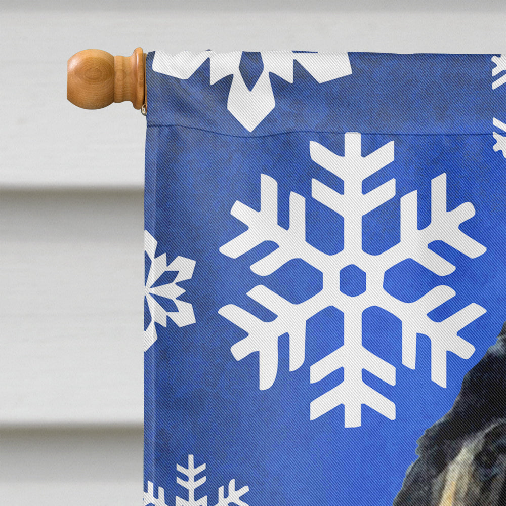 Tibetan Mastiff Winter Snowflakes Holiday Flag Canvas House Size  the-store.com.