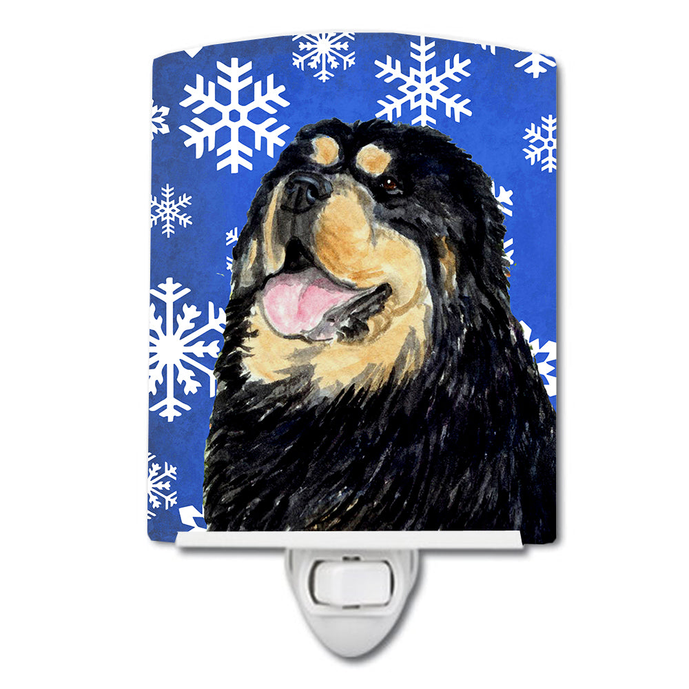 Tibetan Mastiff Winter Snowflakes Holiday Ceramic Night Light SS4650CNL - the-store.com