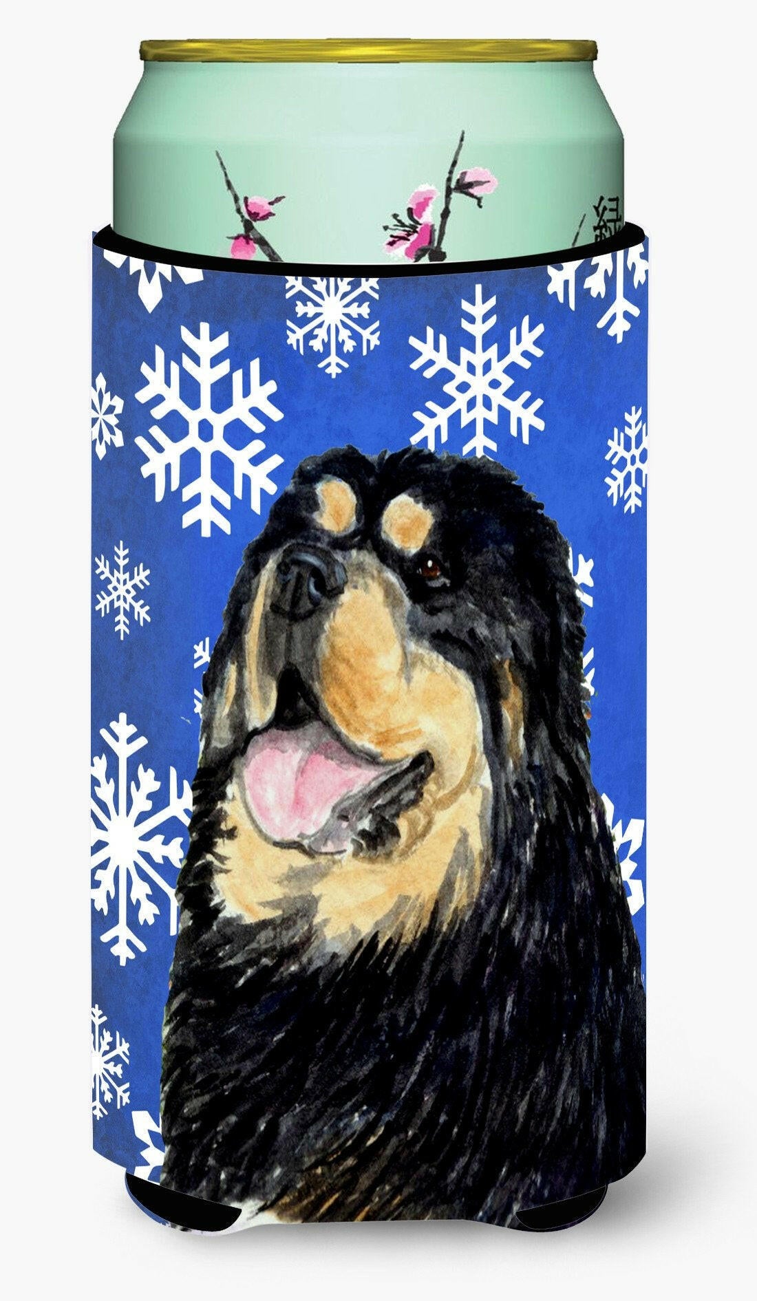 Tibetan Mastiff Winter Snowflakes Holiday  Tall Boy Beverage Insulator Beverage Insulator Hugger by Caroline&#39;s Treasures