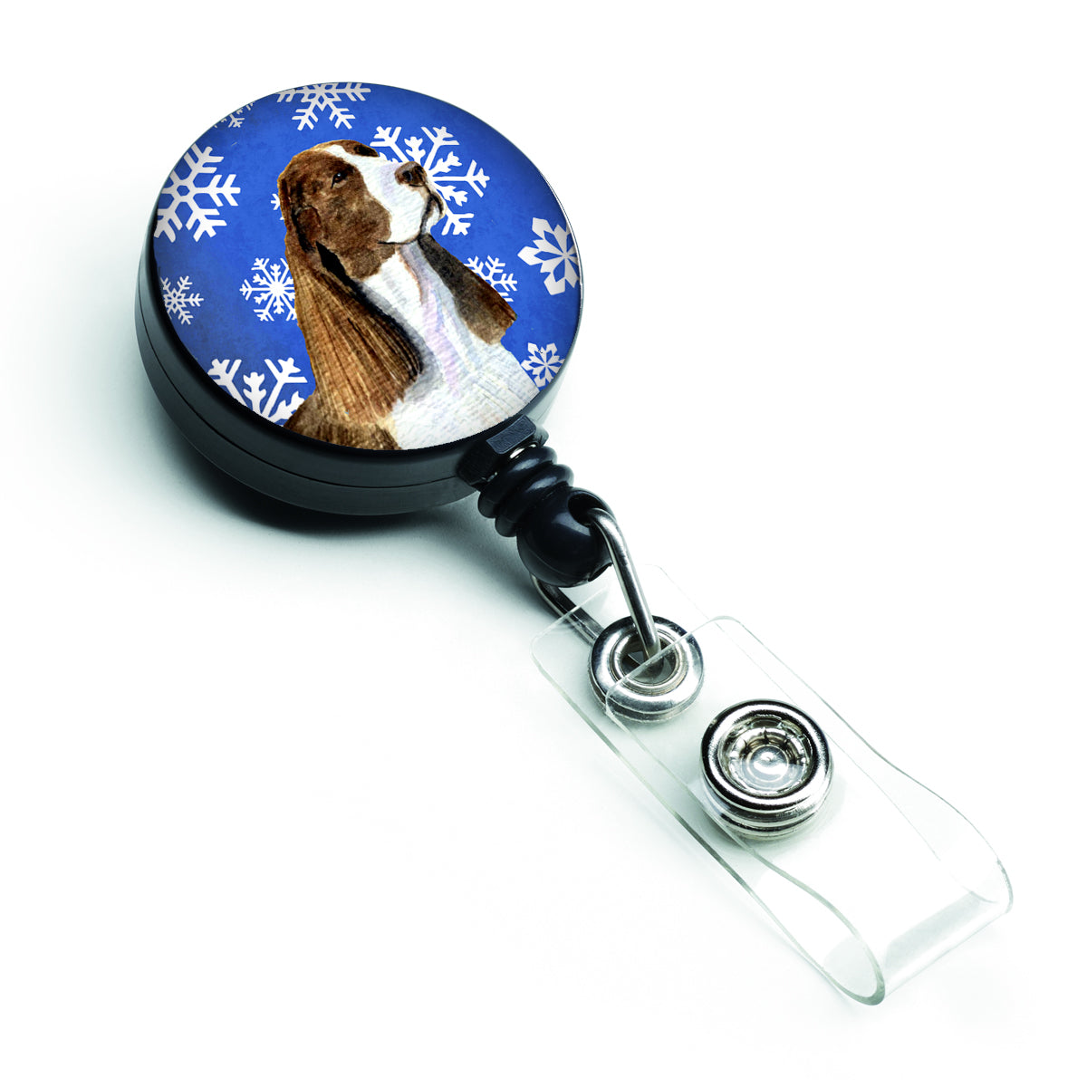 Springer Spaniel Winter Snowflakes Holiday Retractable Badge Reel SS4651BR