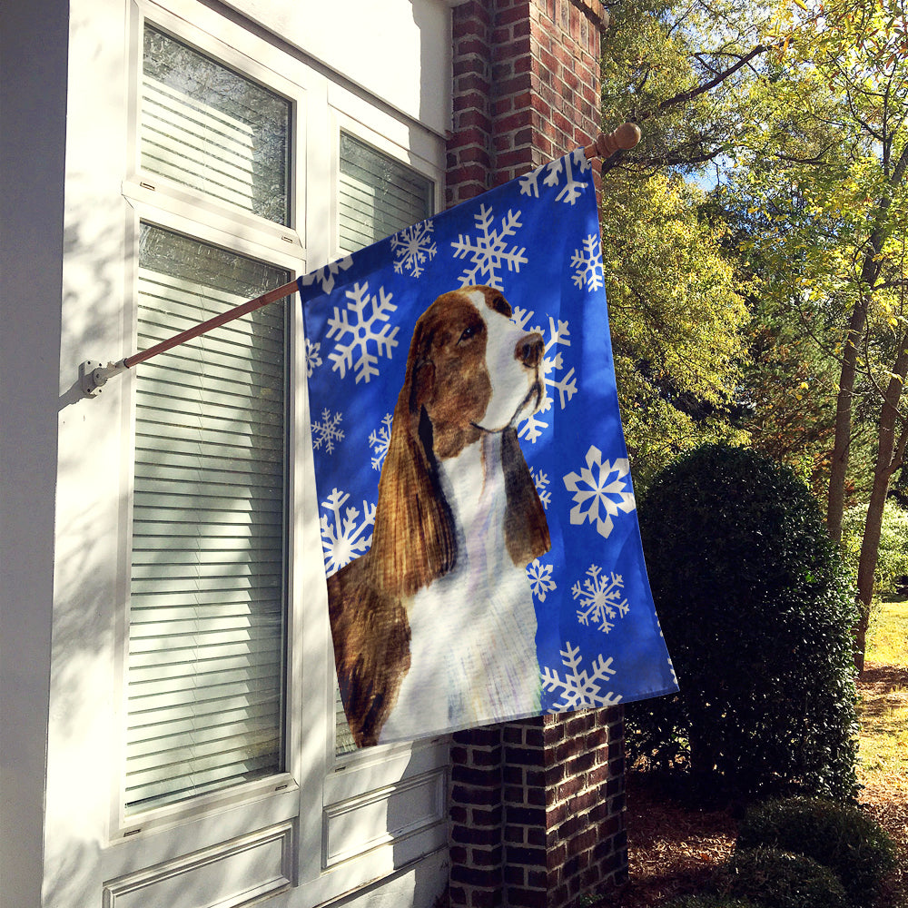 Springer Spaniel Winter Snowflakes Holiday Flag Canvas House Size  the-store.com.