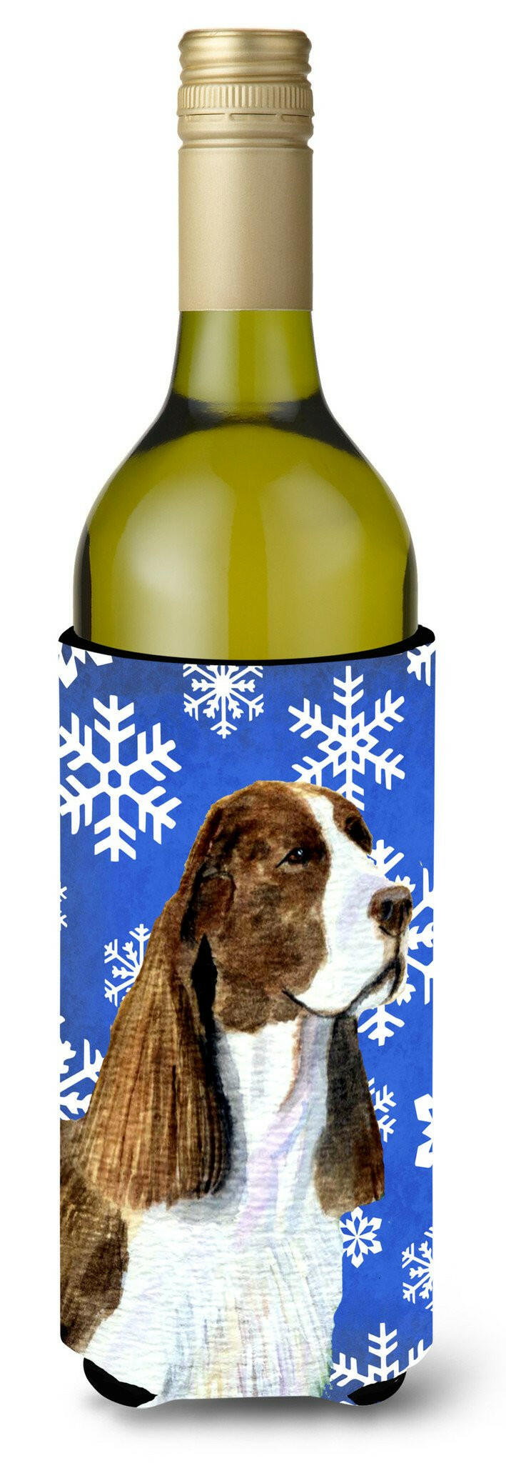 Springer Spaniel Winter Snowflakes Holiday Wine Bottle Beverage Insulator Beverage Insulator Hugger by Caroline&#39;s Treasures