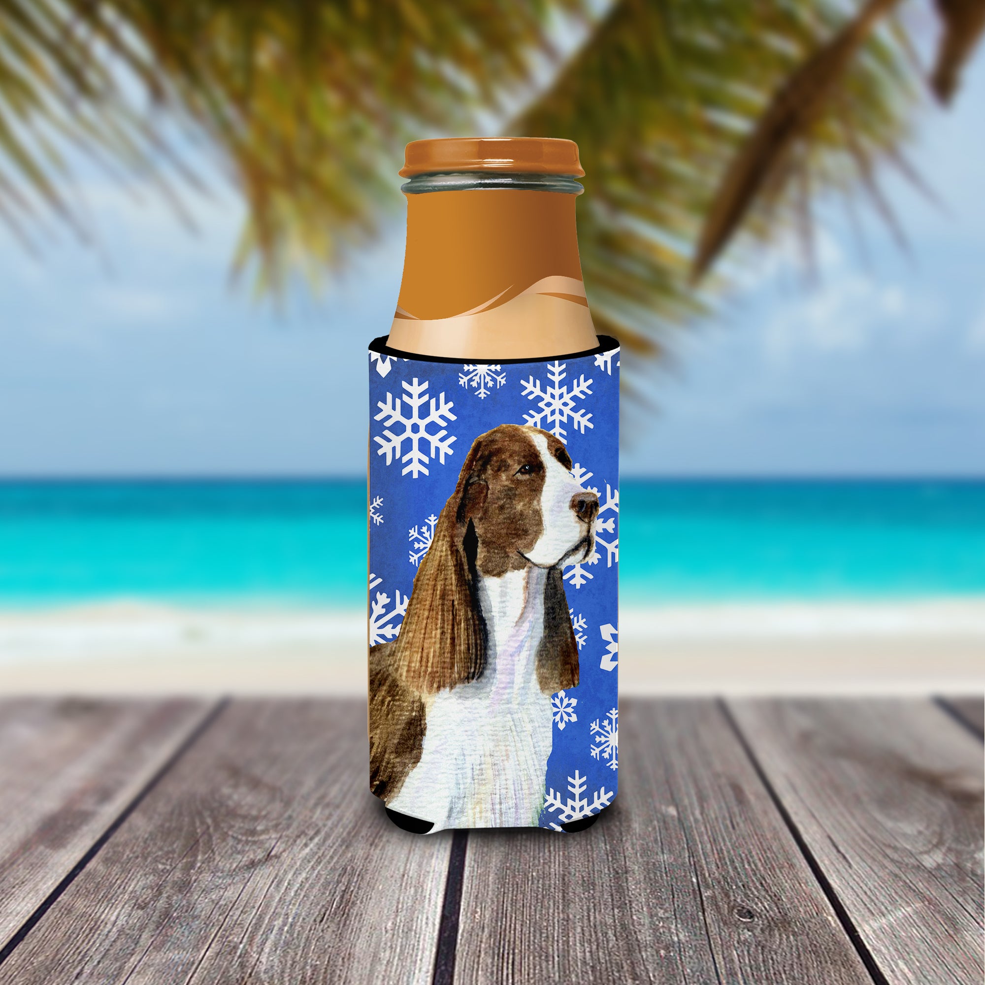Springer Spaniel Winter Snowflakes Holiday Ultra Beverage Insulators for slim cans SS4651MUK