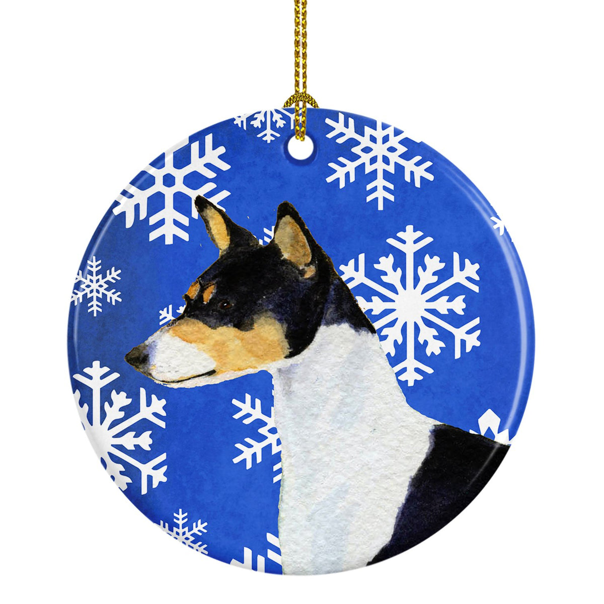 Basenji Winter Snowflakes Holiday Christmas Ceramic Ornament SS4652 by Caroline&#39;s Treasures