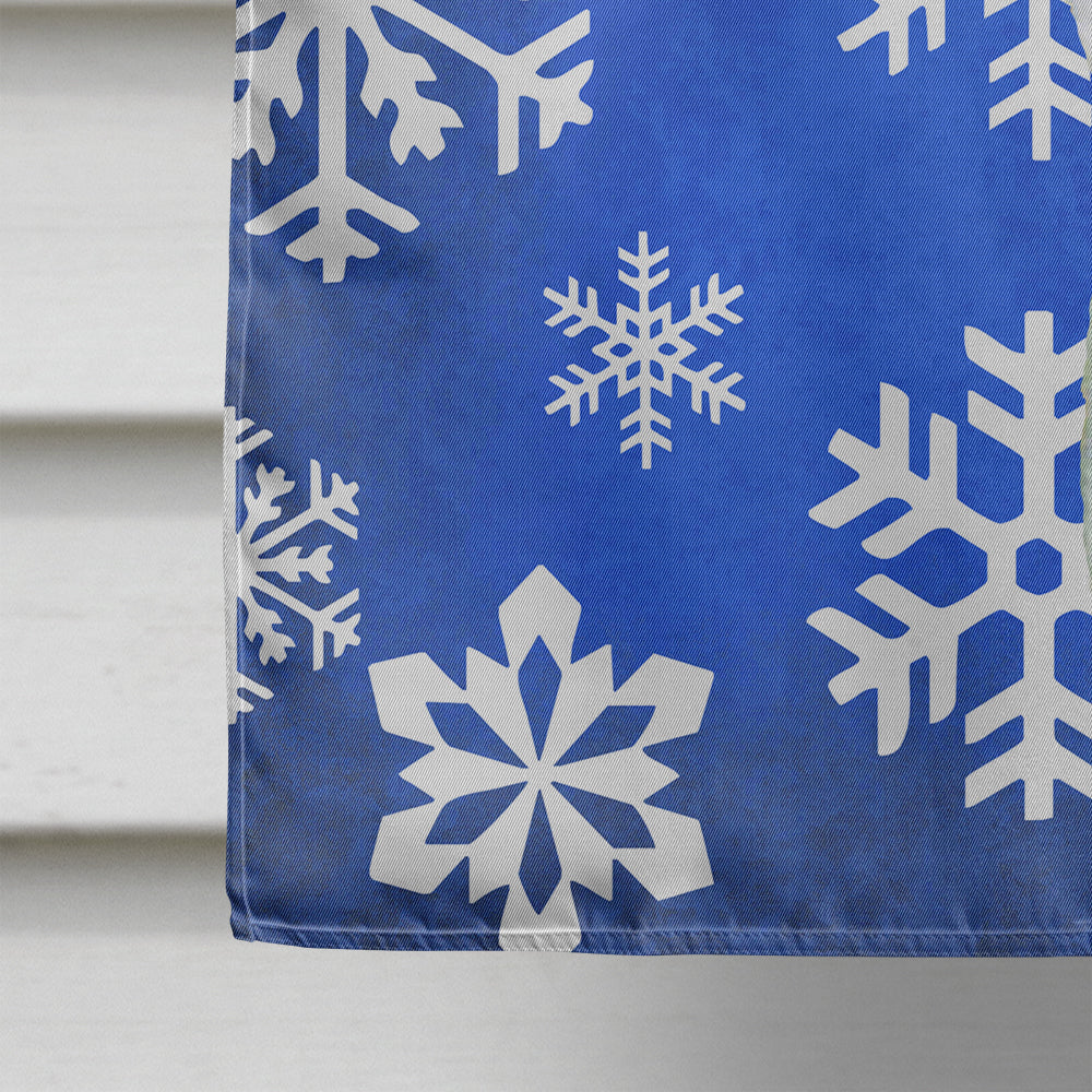 Basenji Winter Snowflakes Holiday Flag Canvas House Size  the-store.com.