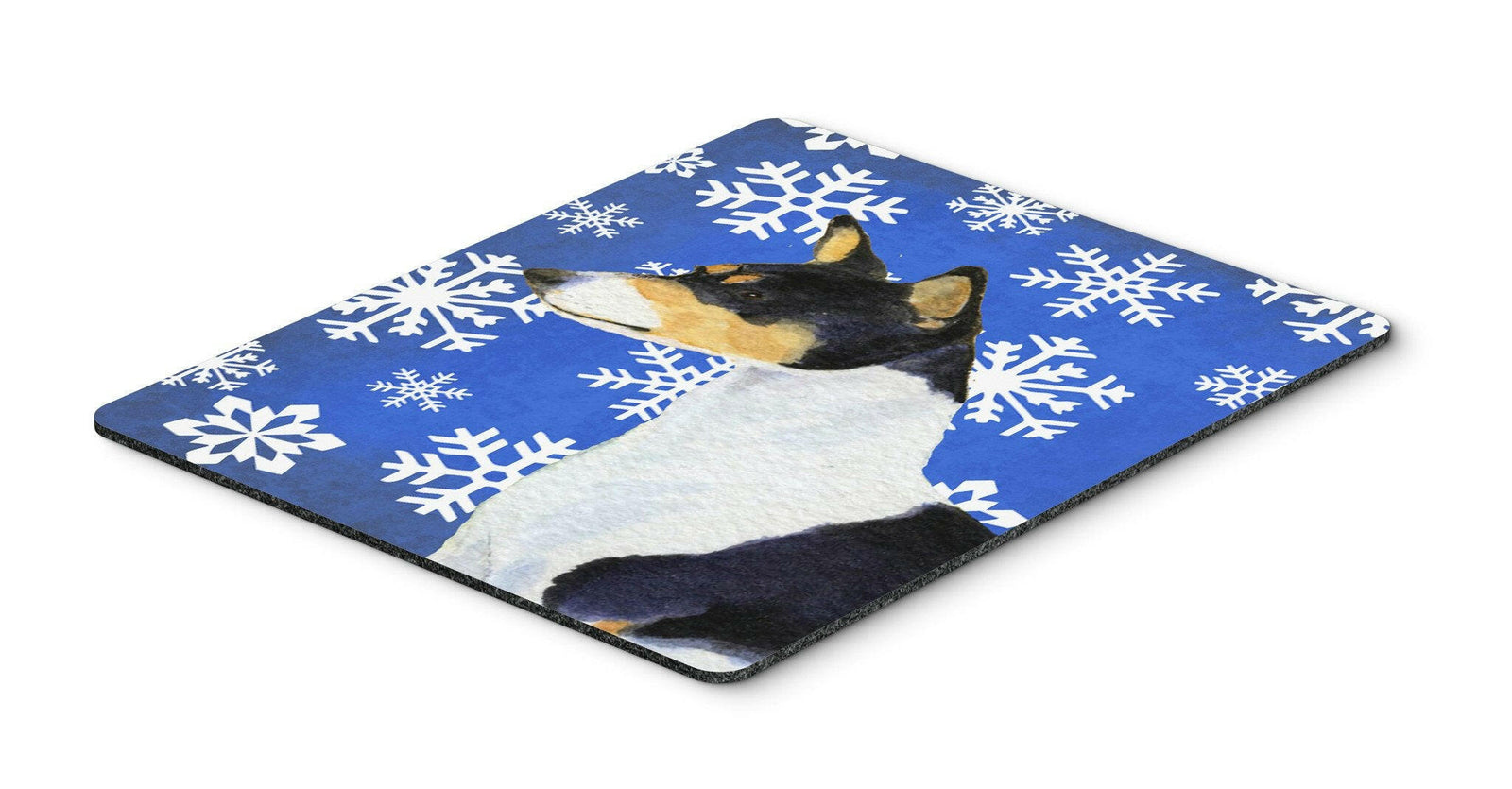 Basenji Winter Snowflakes Holiday Mouse Pad, Hot Pad or Trivet by Caroline's Treasures