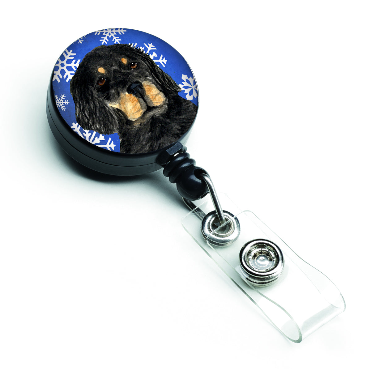 Gordon Setter Winter Snowflakes Holiday Retractable Badge Reel SS4653BR  the-store.com.