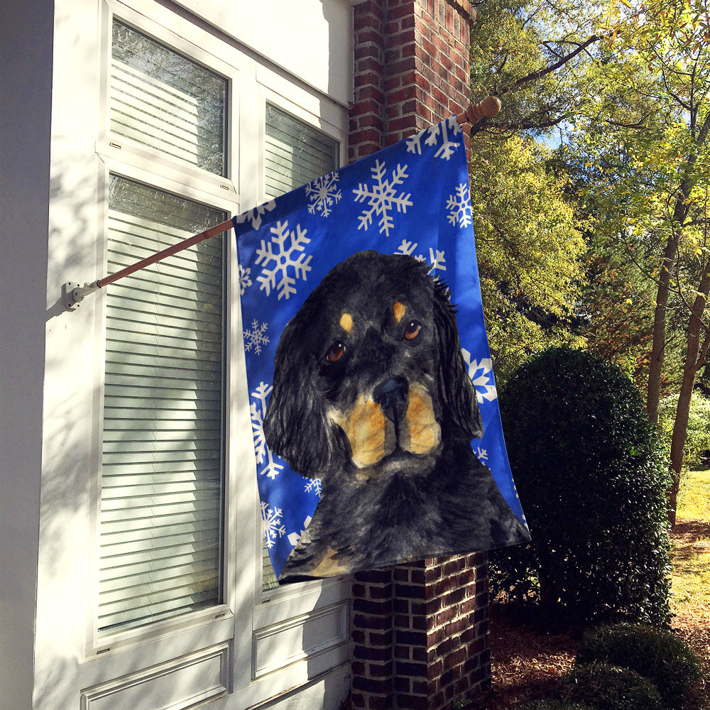 Gordon Setter Winter Snowflakes Holiday Flag Canvas House Size  the-store.com.
