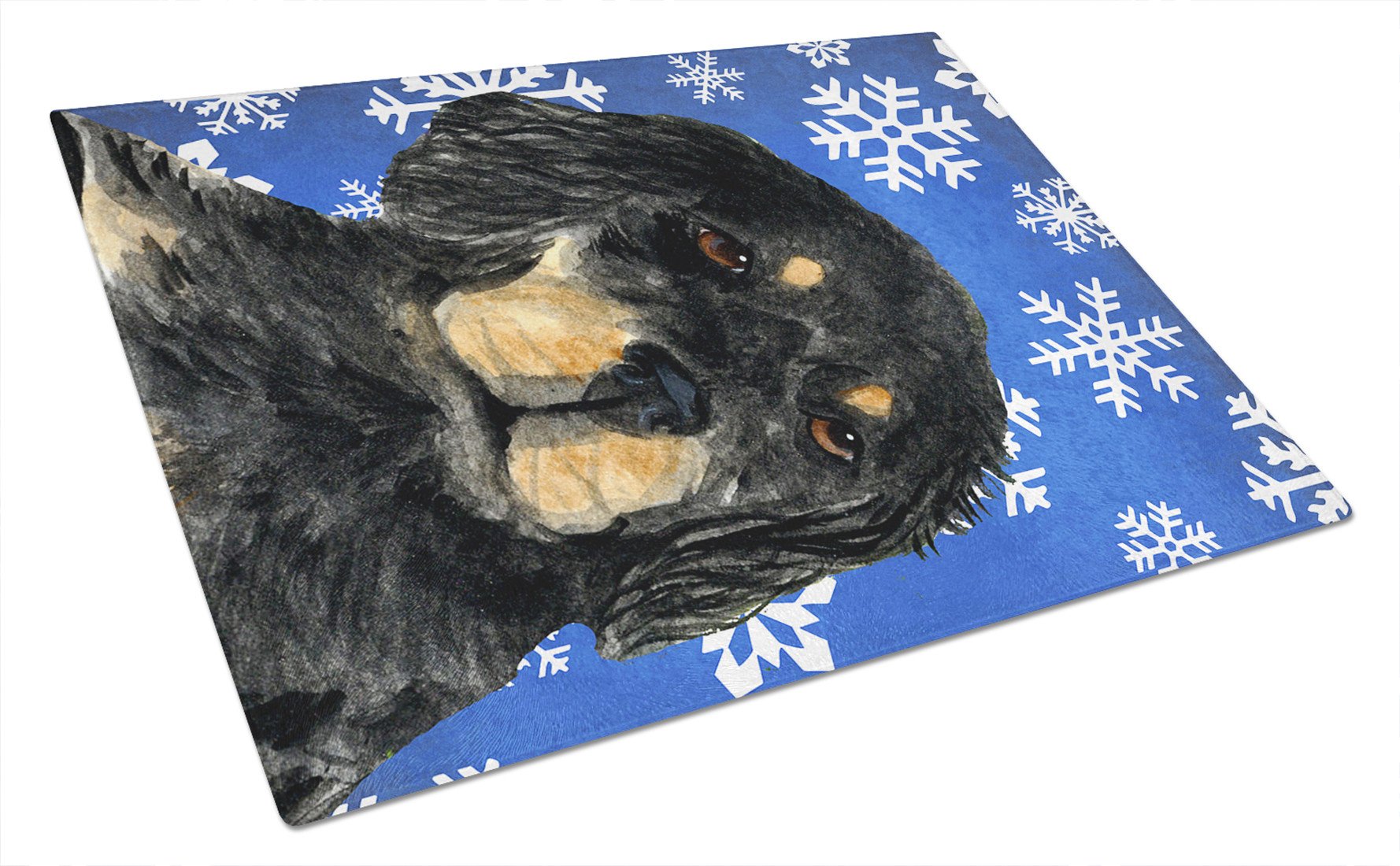Gordon Setter Winter Snowflakes Holiday Glass Cutting Board Large by Caroline's Treasures