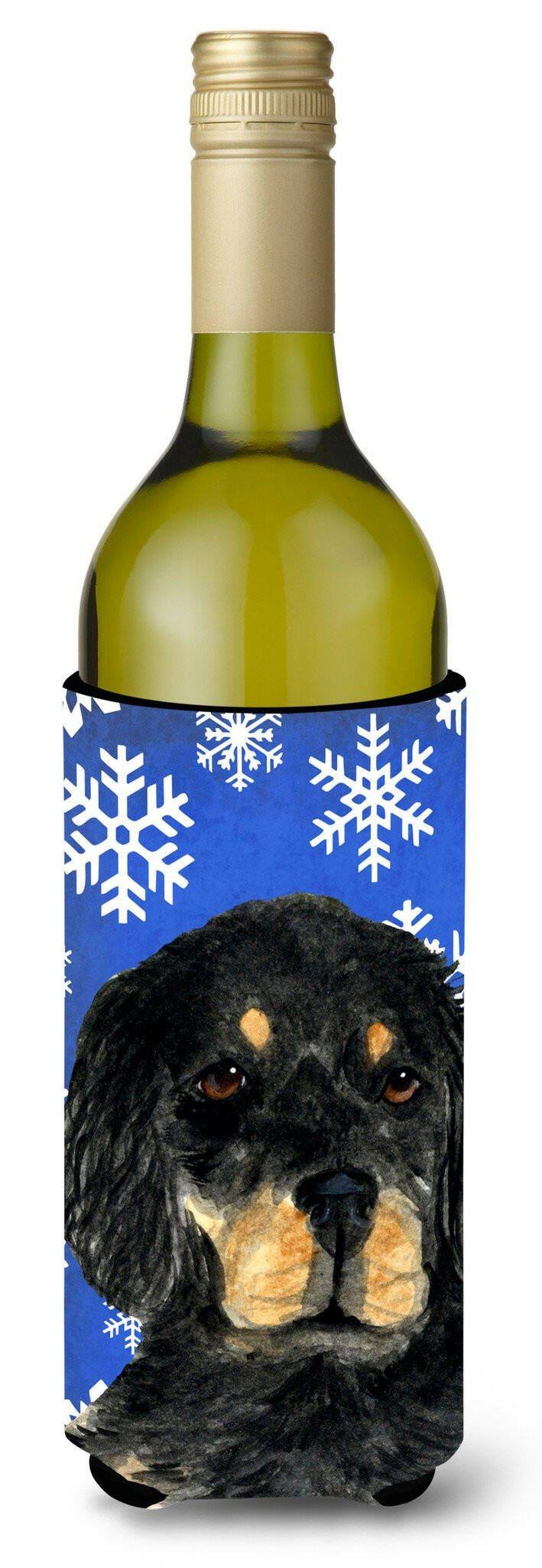 Gordon Setter Winter Snowflakes Holiday Wine Bottle Beverage Insulator Beverage Insulator Hugger by Caroline&#39;s Treasures