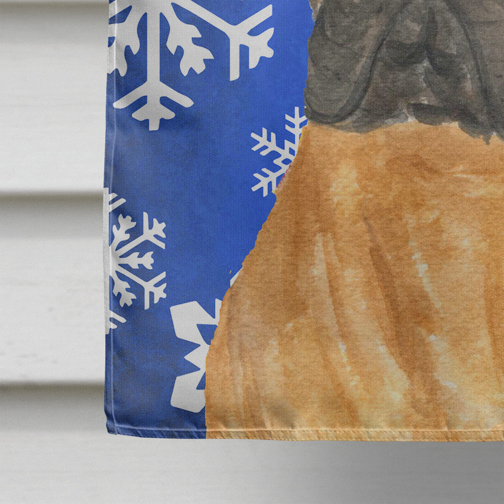 Bullmastiff Winter Snowflakes Holiday Flag Canvas House Size  the-store.com.