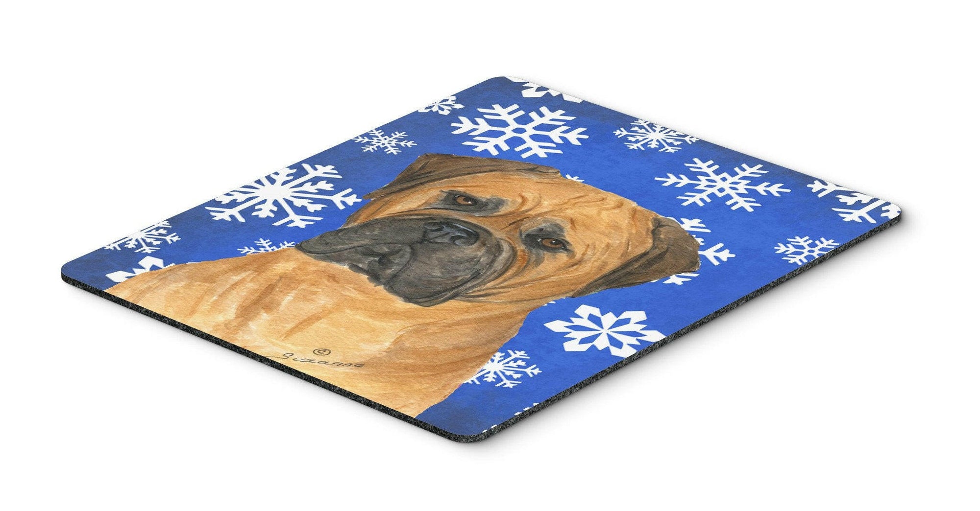 Bullmastiff Winter Snowflakes Holiday Mouse Pad, Hot Pad or Trivet by Caroline's Treasures