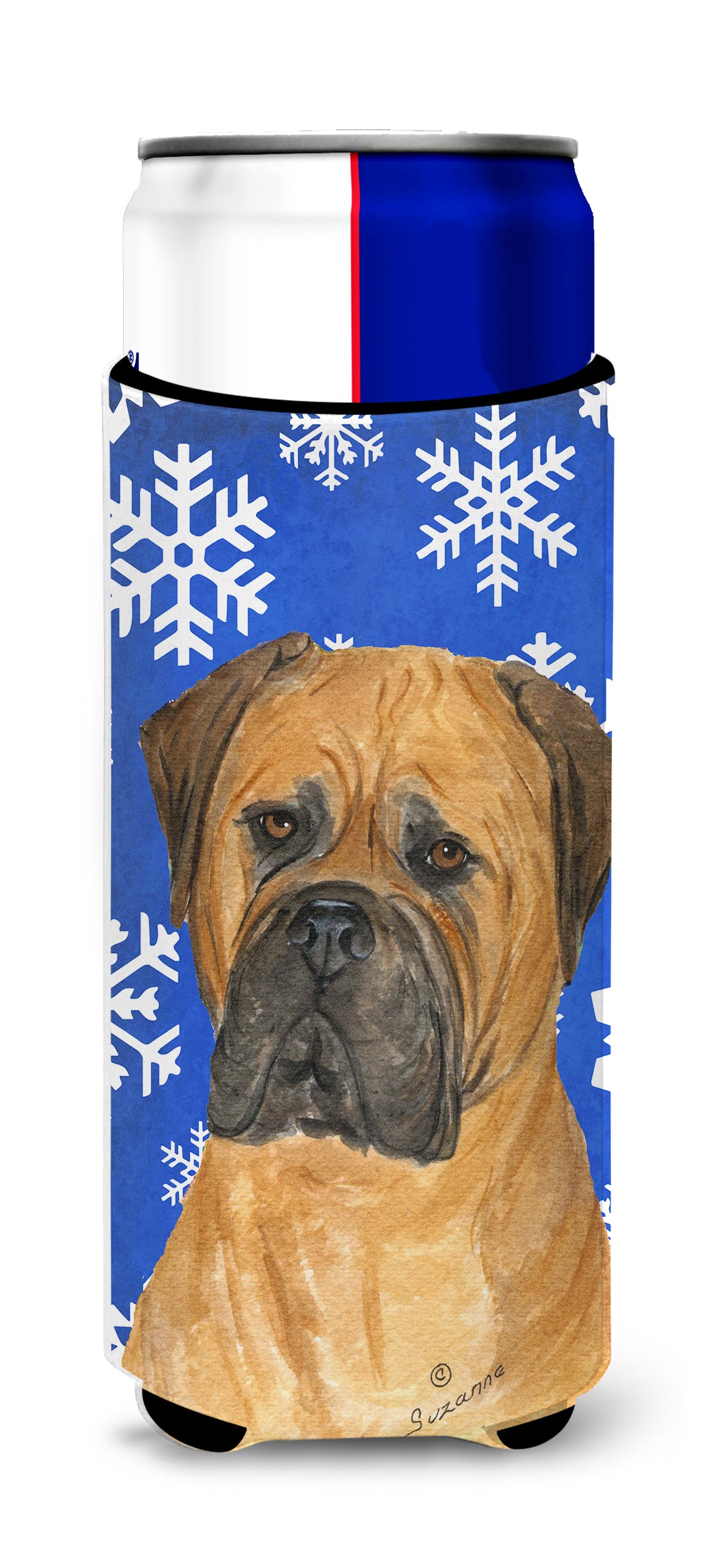Bullmastiff Winter Snowflakes Holiday Ultra Beverage Insulators for slim cans SS4655MUK