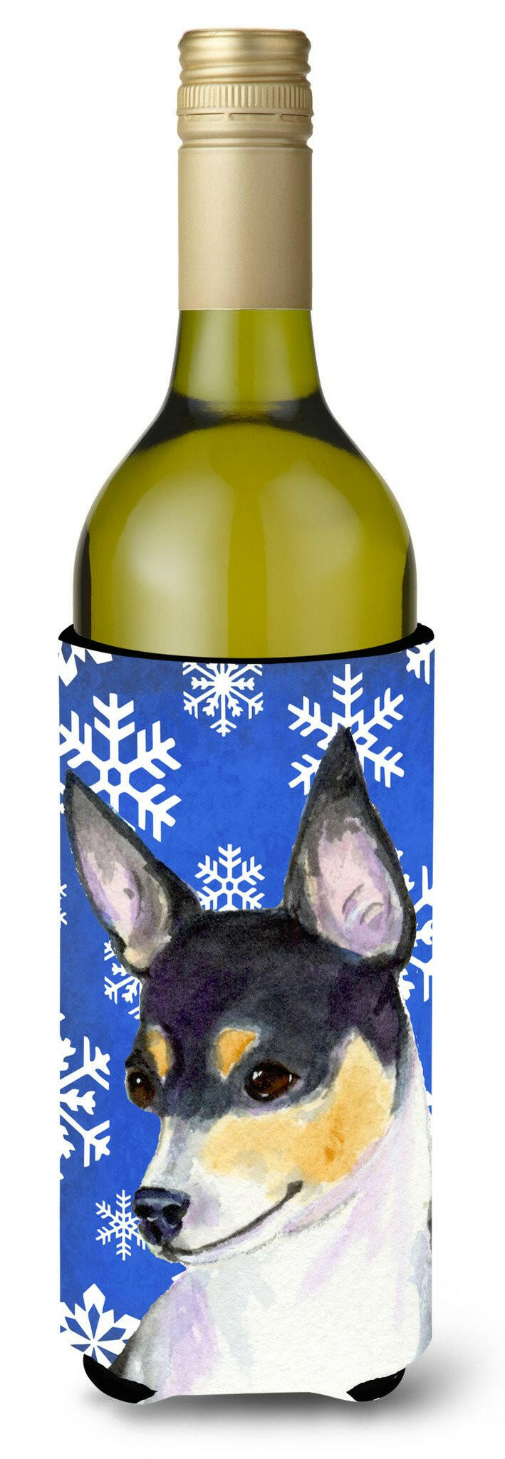 Chihuahua Winter Snowflakes Holiday Wine Bottle Beverage Insulator Beverage Insulator Hugger SS4656LITERK by Caroline&#39;s Treasures
