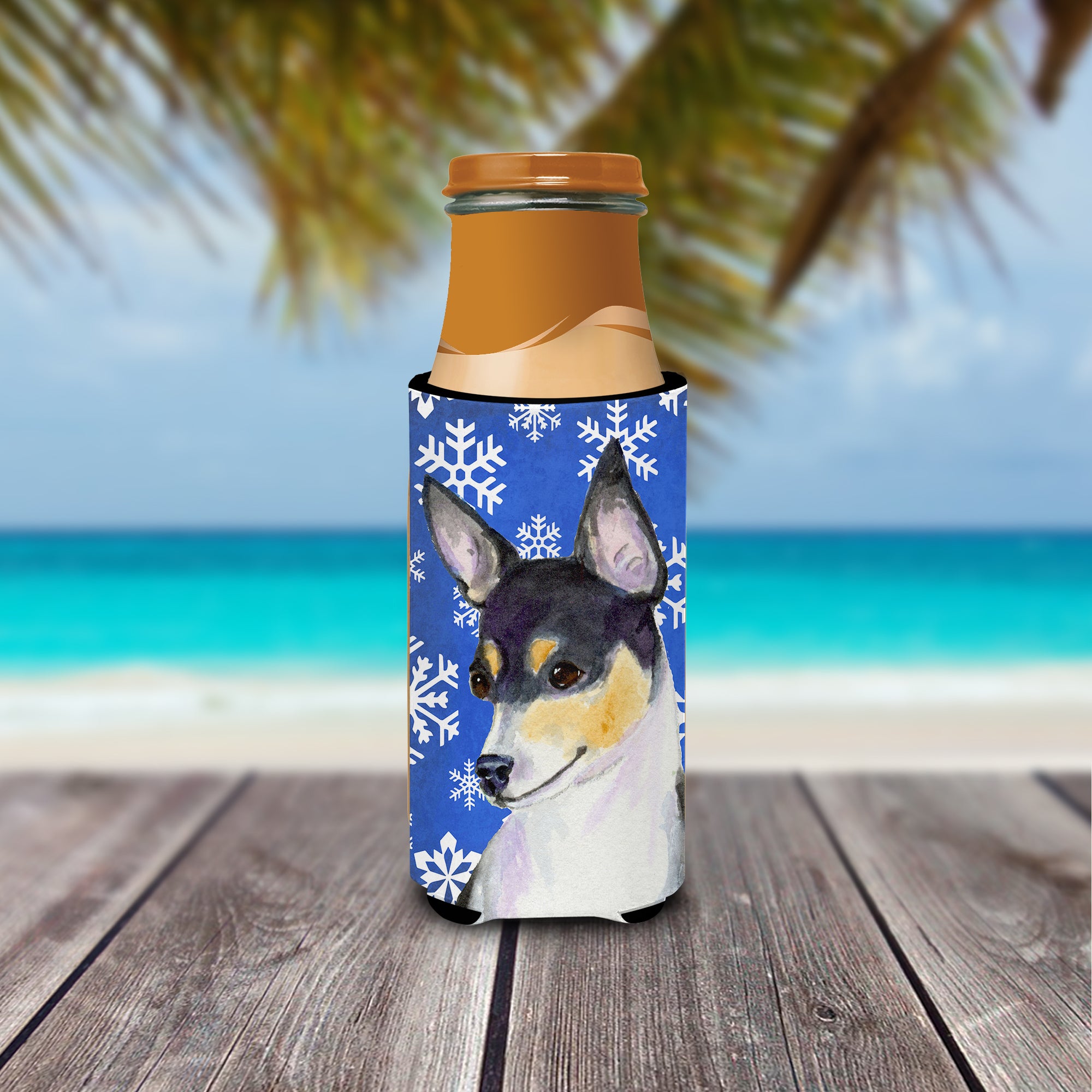 Chihuahua Winter Snowflakes Holiday Ultra Beverage Insulators for slim cans SS4656MUK.
