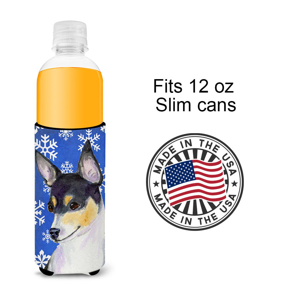Chihuahua Winter Snowflakes Holiday Ultra Beverage Insulators for slim cans SS4656MUK.