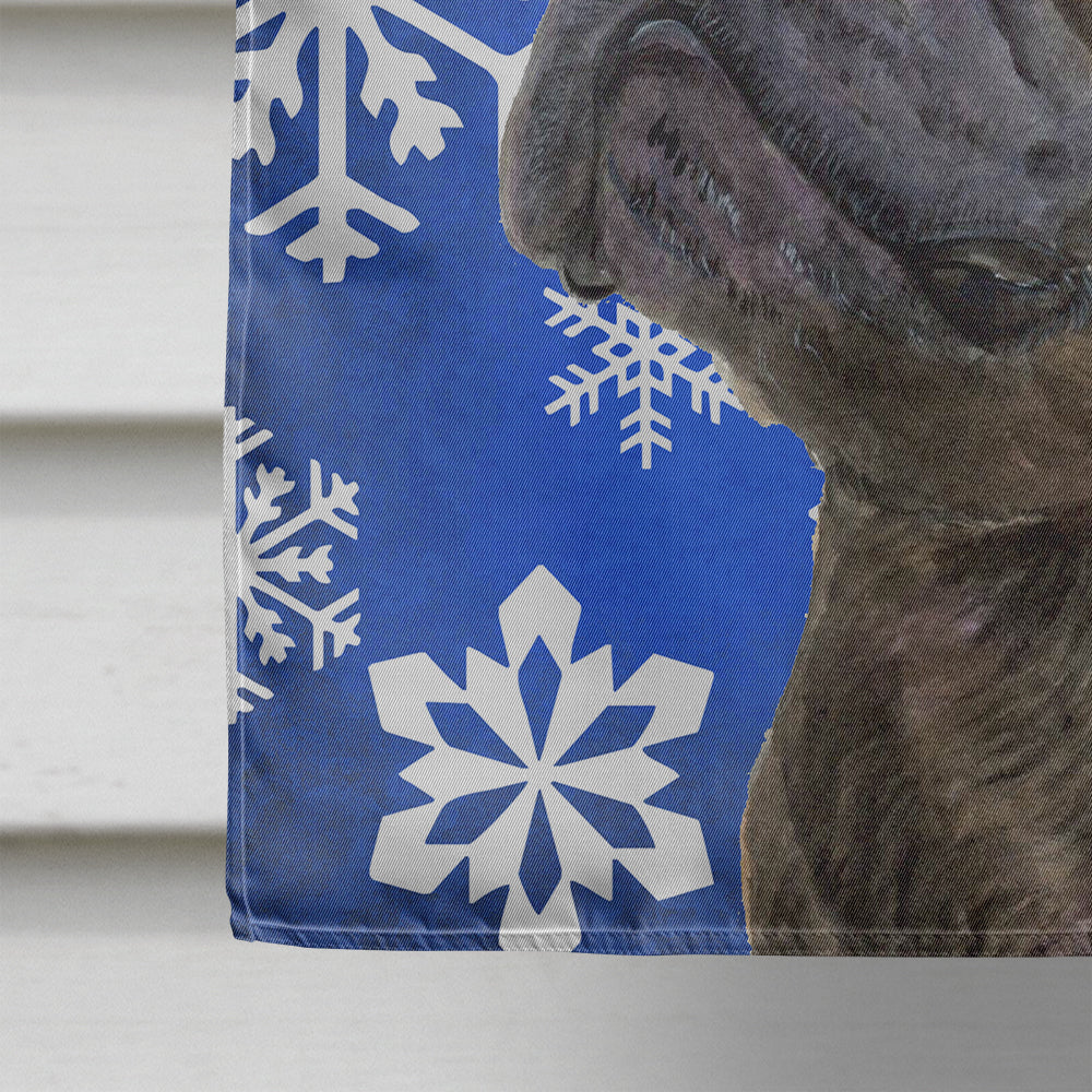French Bulldog Winter Snowflakes Holiday Flag Canvas House Size  the-store.com.