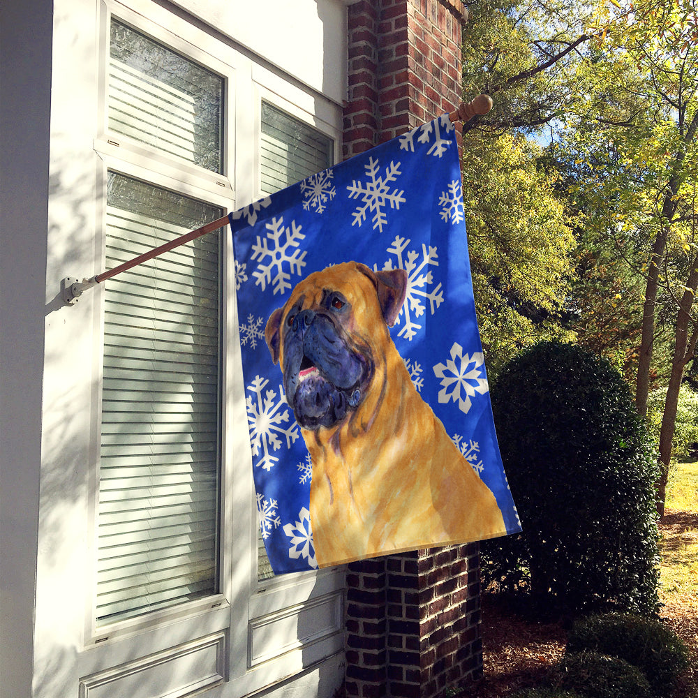 Mastiff Winter Snowflakes Holiday Flag Canvas House Size