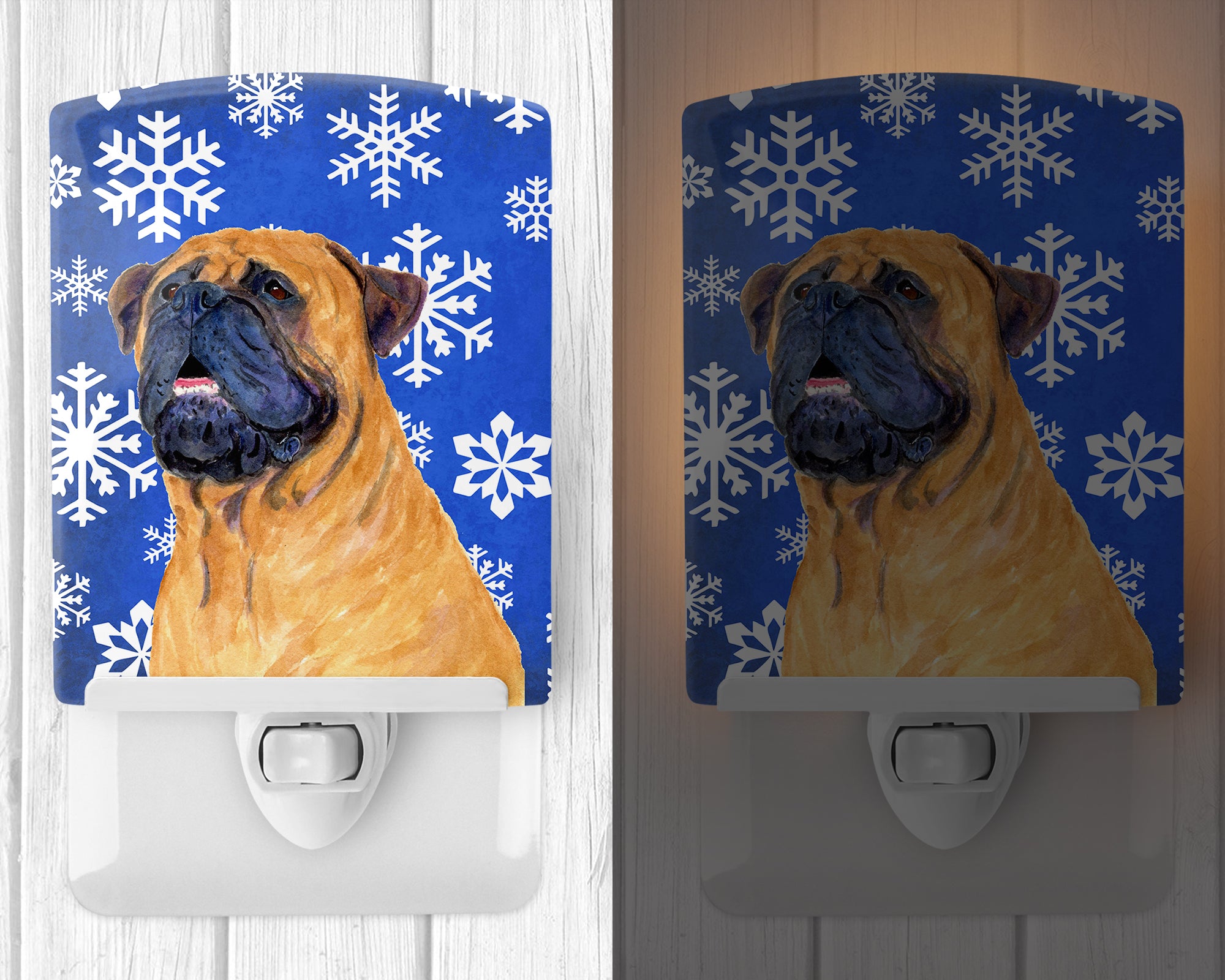 Mastiff Winter Snowflakes Holiday Ceramic Night Light SS4658CNL - the-store.com