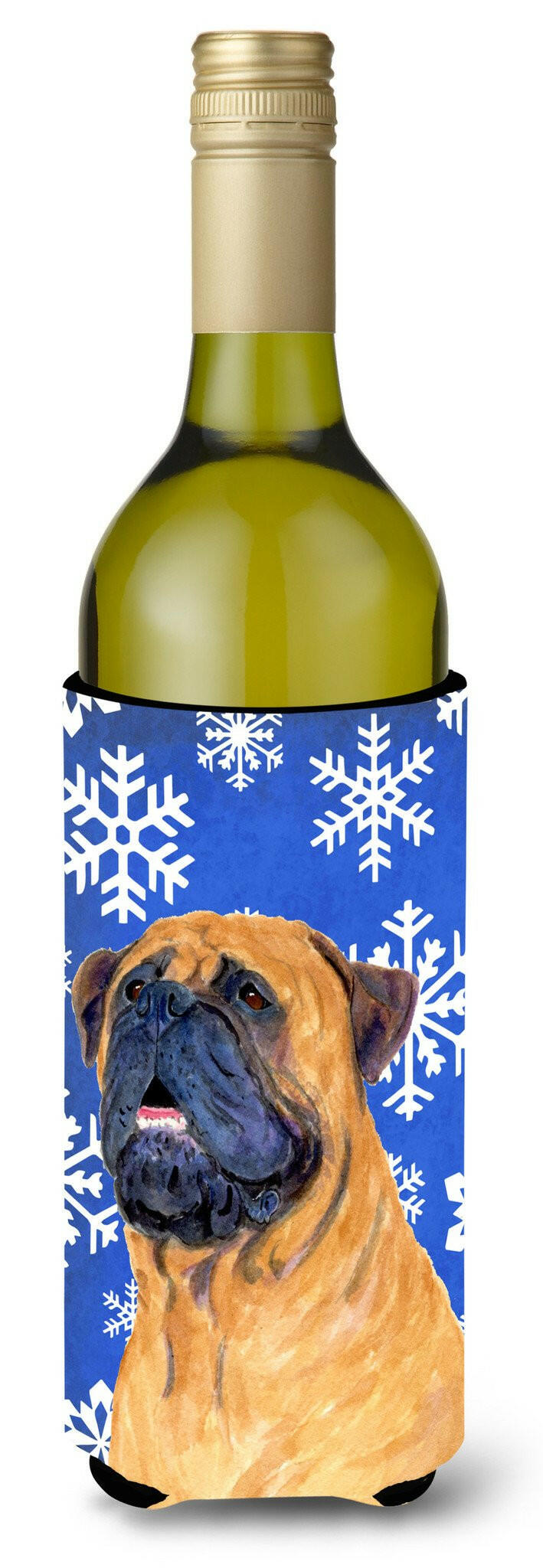 Mastiff Winter Snowflakes Holiday Wine Bottle Beverage Insulator Beverage Insulator Hugger SS4658LITERK by Caroline&#39;s Treasures