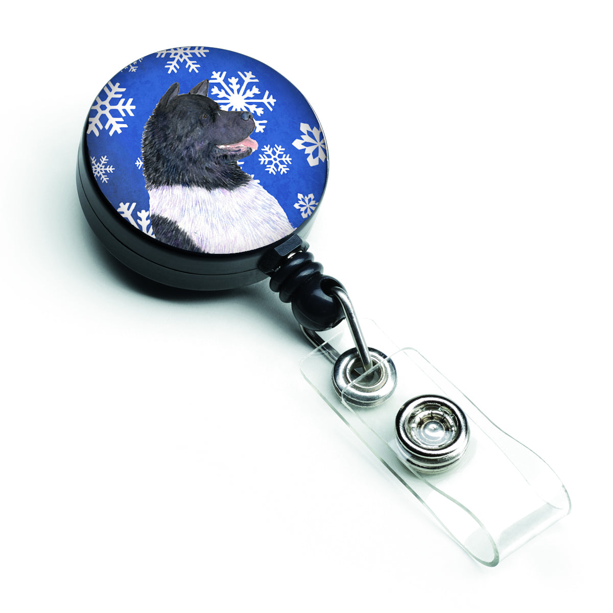 Akita Winter Snowflakes Holiday Retractable Badge Reel SS4659BR