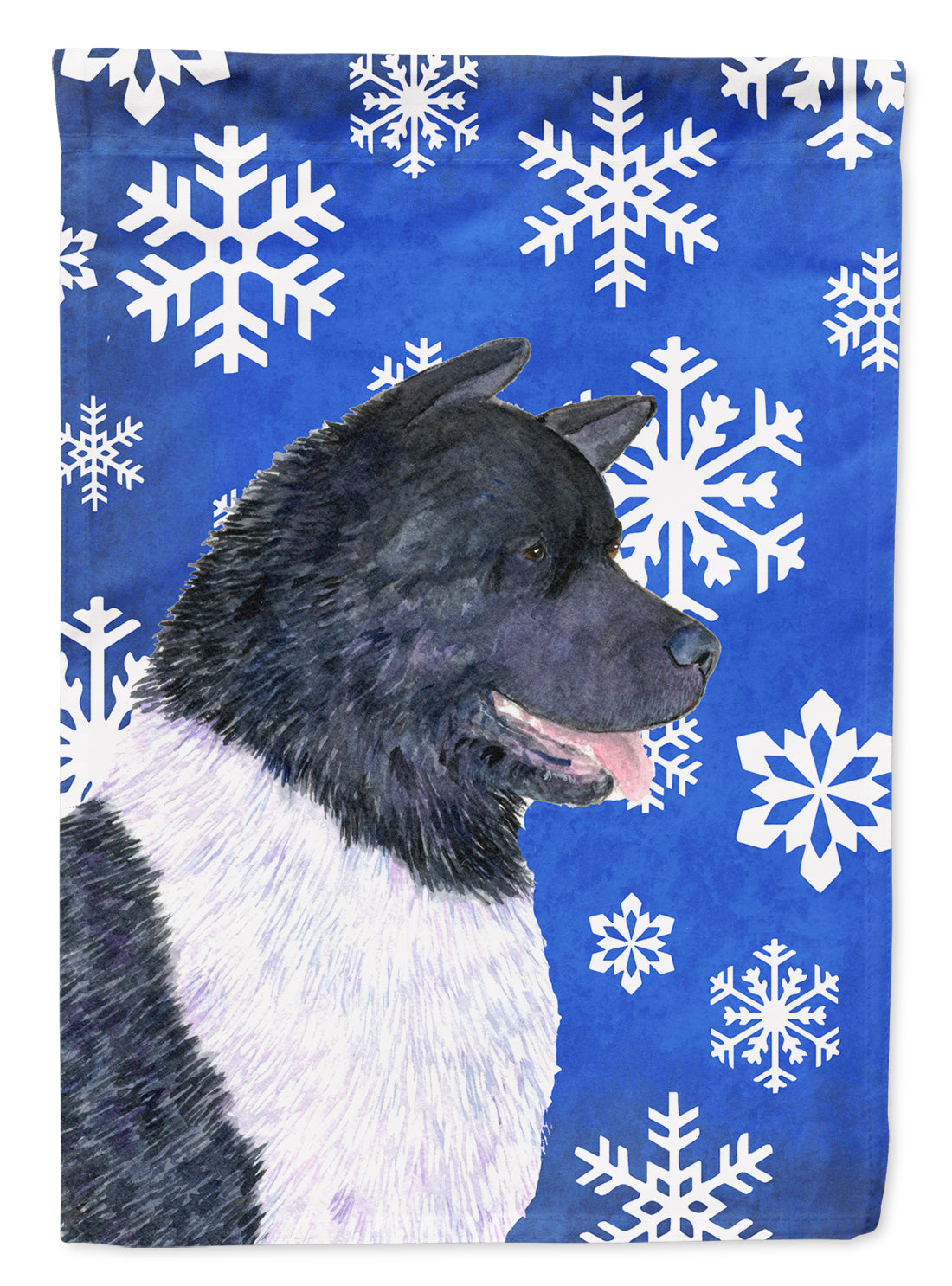 Akita Winter Snowflakes Holiday Flag Canvas House Size  the-store.com.