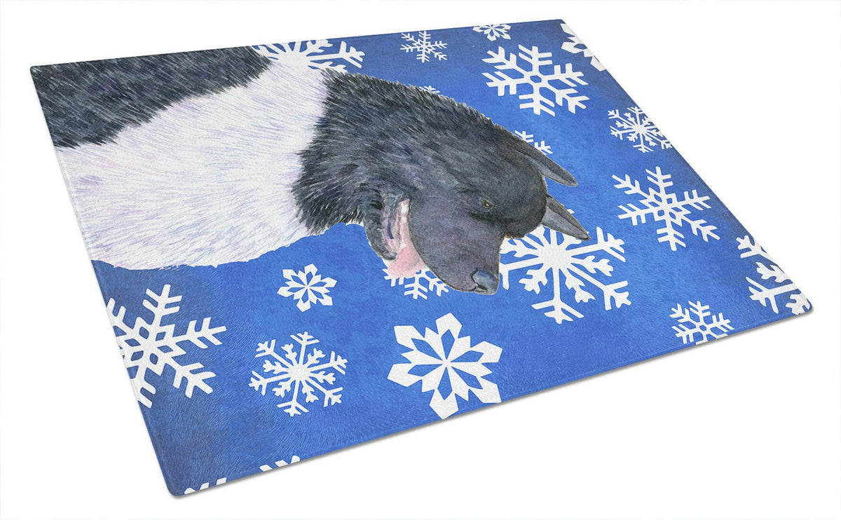 Akita Winter Snowflakes Holiday Glass Cutting Board Large by Caroline&#39;s Treasures