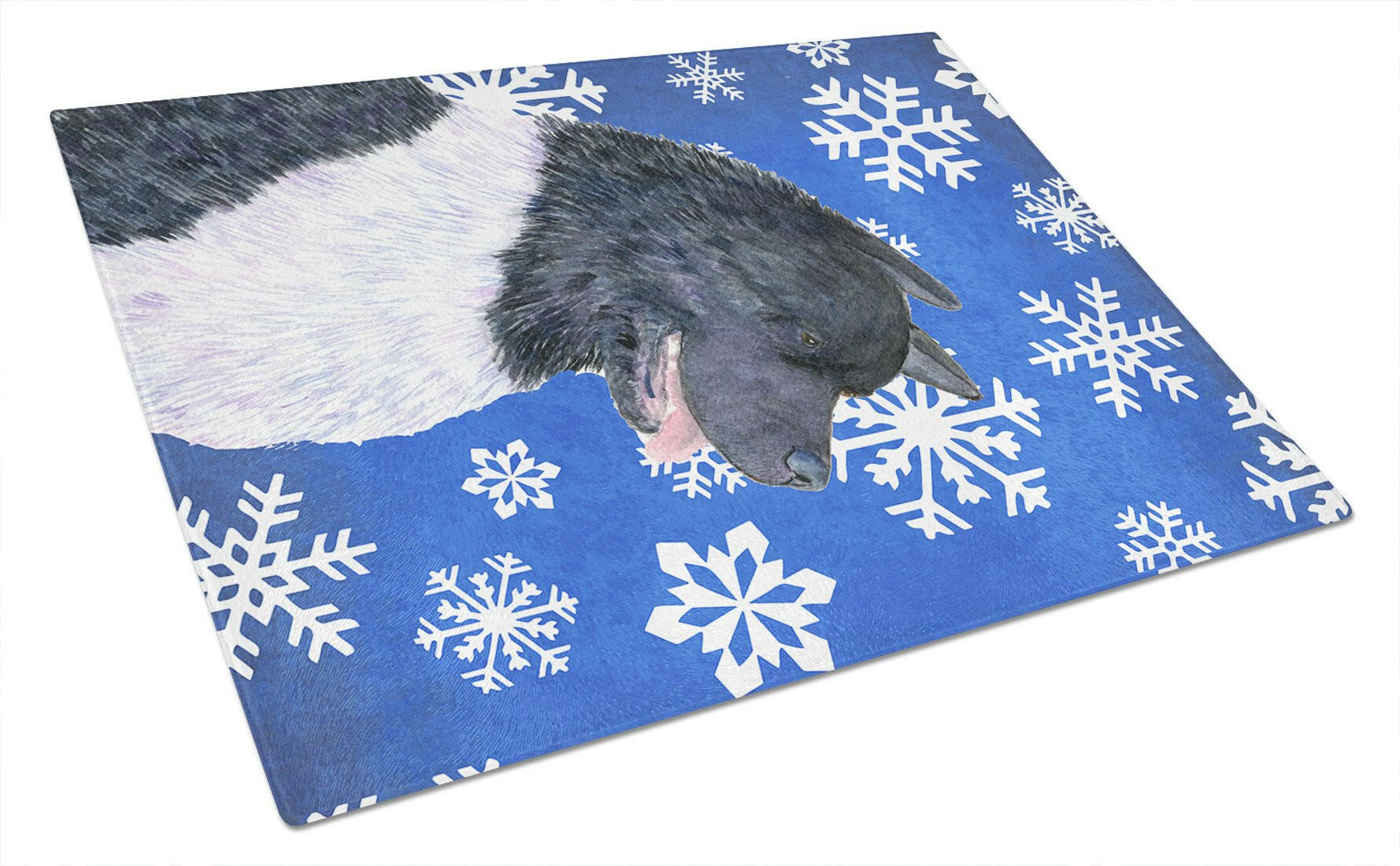 Akita Winter Snowflakes Holiday Glass Cutting Board Large by Caroline's Treasures