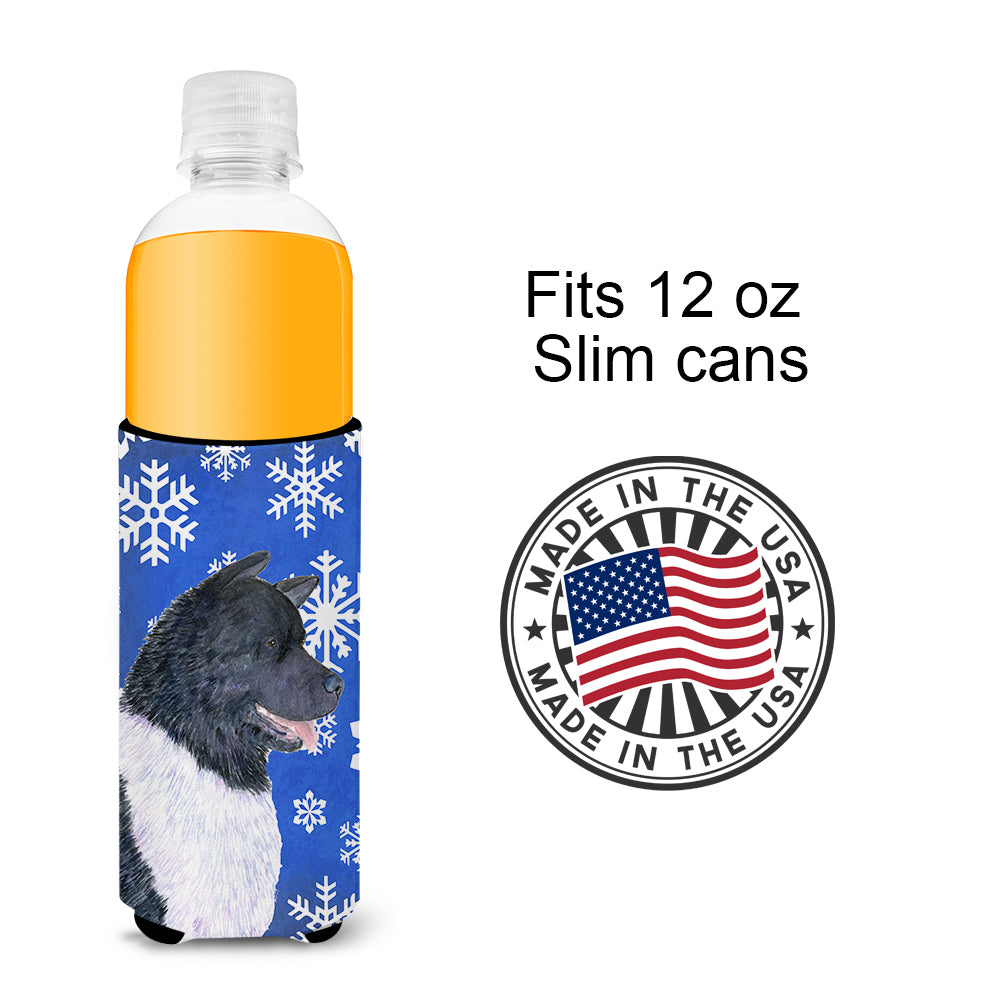Akita Winter Snowflakes Holiday Ultra Beverage Insulators for slim cans SS4659MUK.