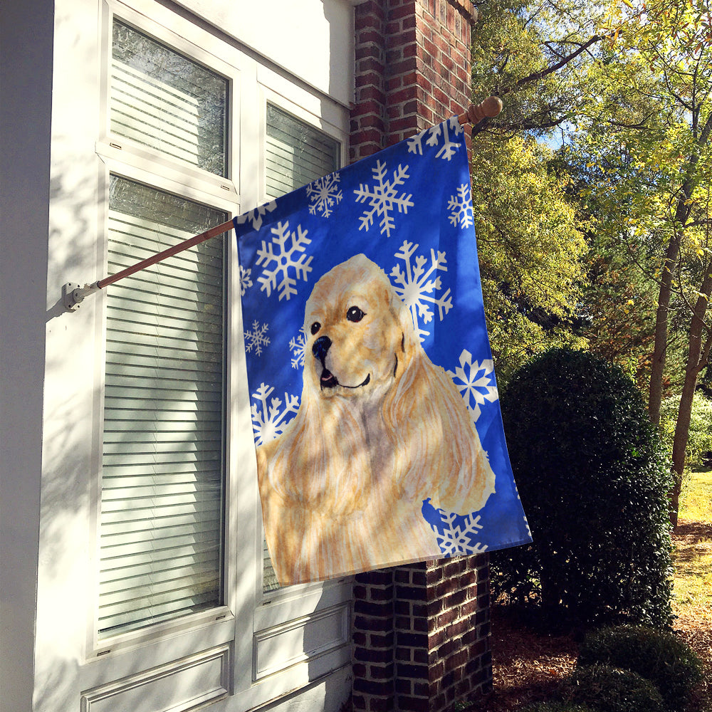 Cocker Spaniel Winter Snowflakes Holiday Flag Canvas House Size