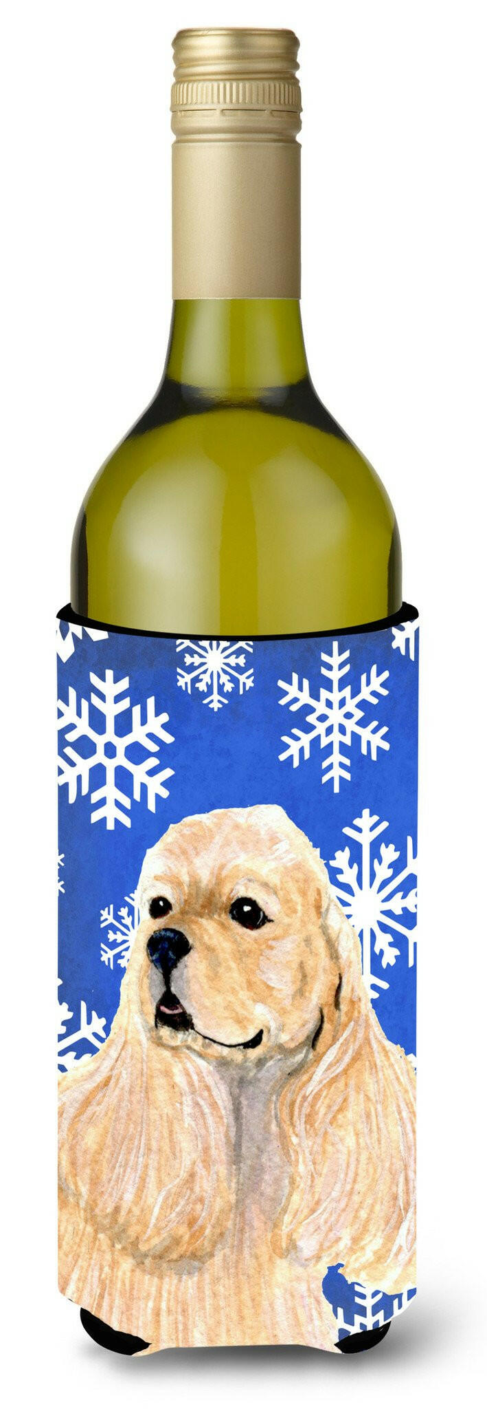 Cocker Spaniel Winter Snowflakes Holiday Wine Bottle Beverage Insulator Beverage Insulator Hugger SS4660LITERK by Caroline&#39;s Treasures