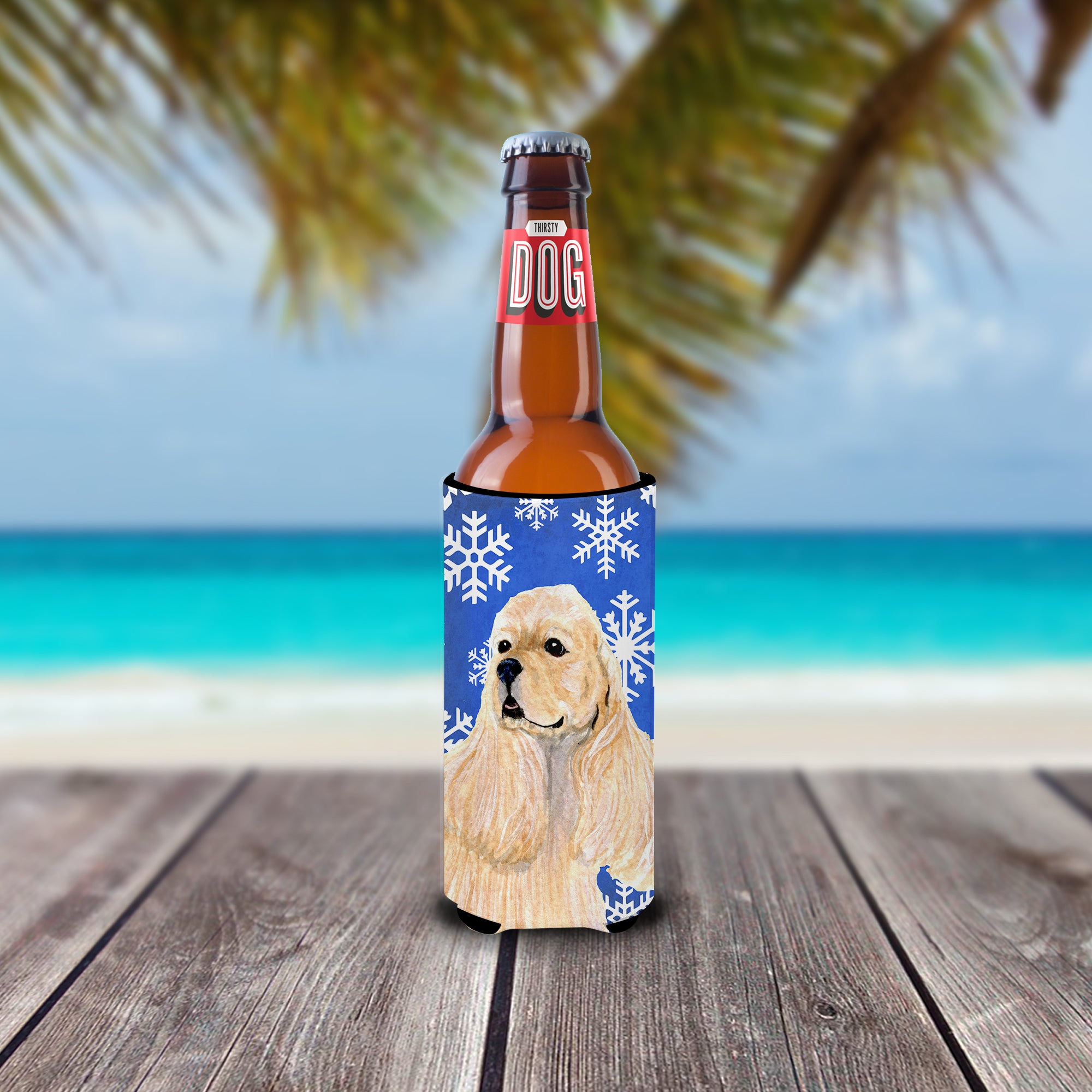 Cocker Spaniel Winter Snowflakes Holiday Ultra Beverage Insulators for slim cans SS4660MUK