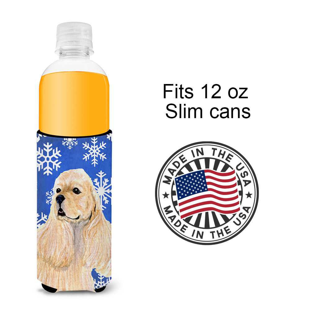 Cocker Spaniel Winter Snowflakes Holiday Ultra Beverage Isolateurs pour canettes minces SS4660MUK
