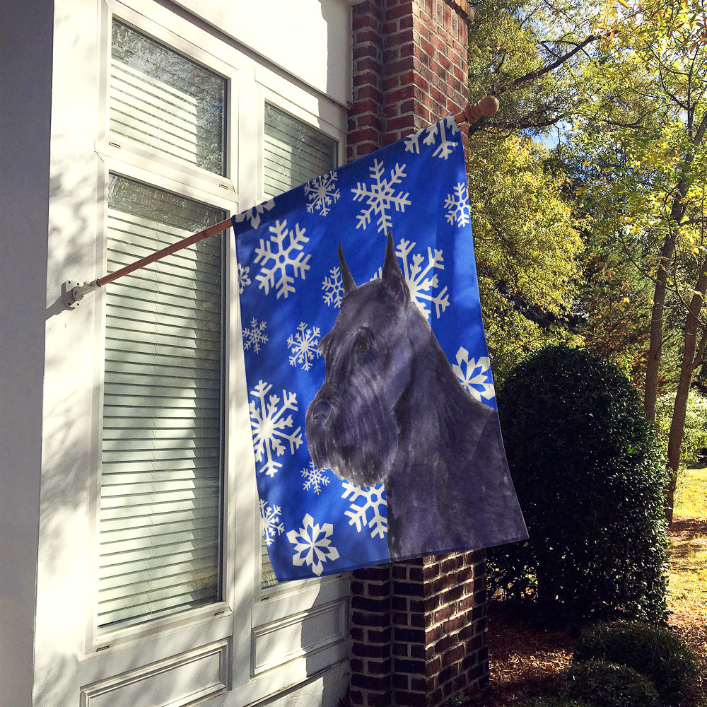 Schnauzer Winter Snowflakes Holiday Flag Canvas House Size