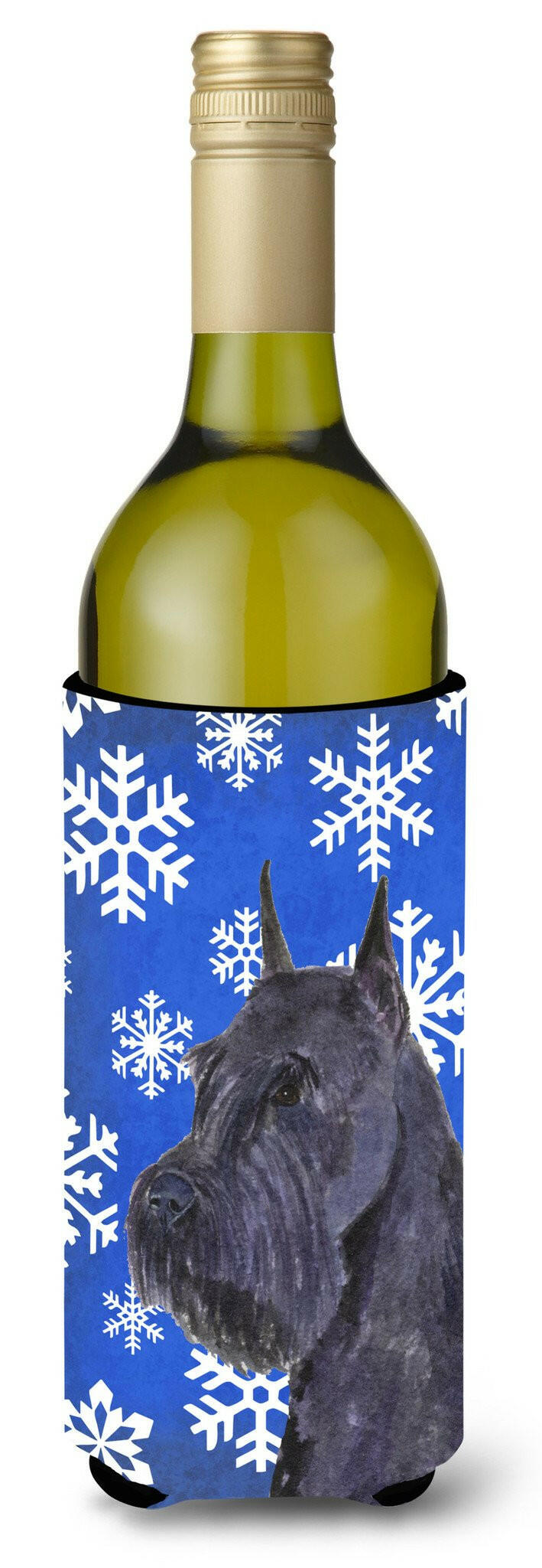 Schnauzer Winter Snowflakes Holiday Wine Bottle Beverage Insulator Beverage Insulator Hugger SS4661LITERK by Caroline&#39;s Treasures