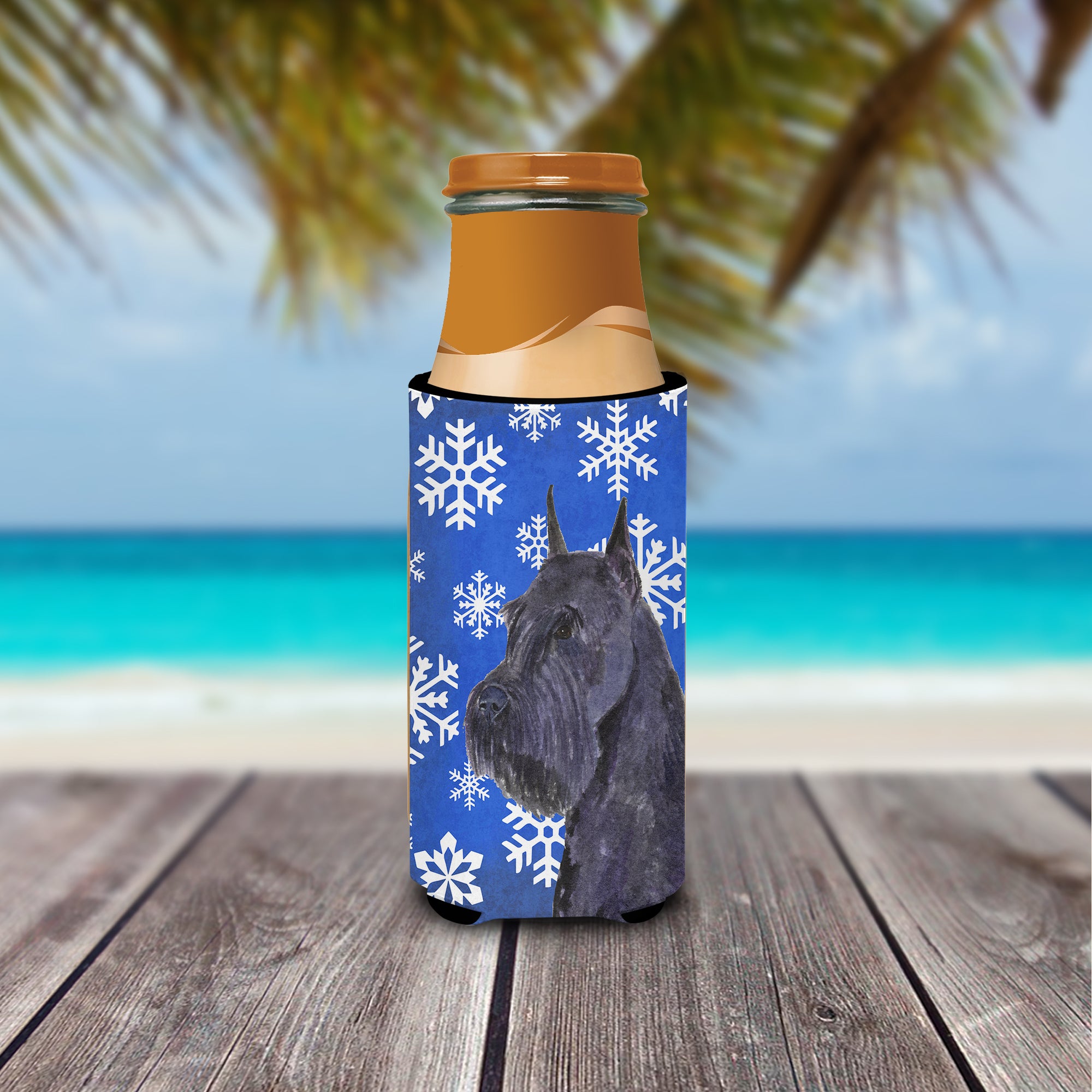 Schnauzer Winter Snowflakes Holiday Ultra Beverage Insulators for slim cans SS4661MUK.