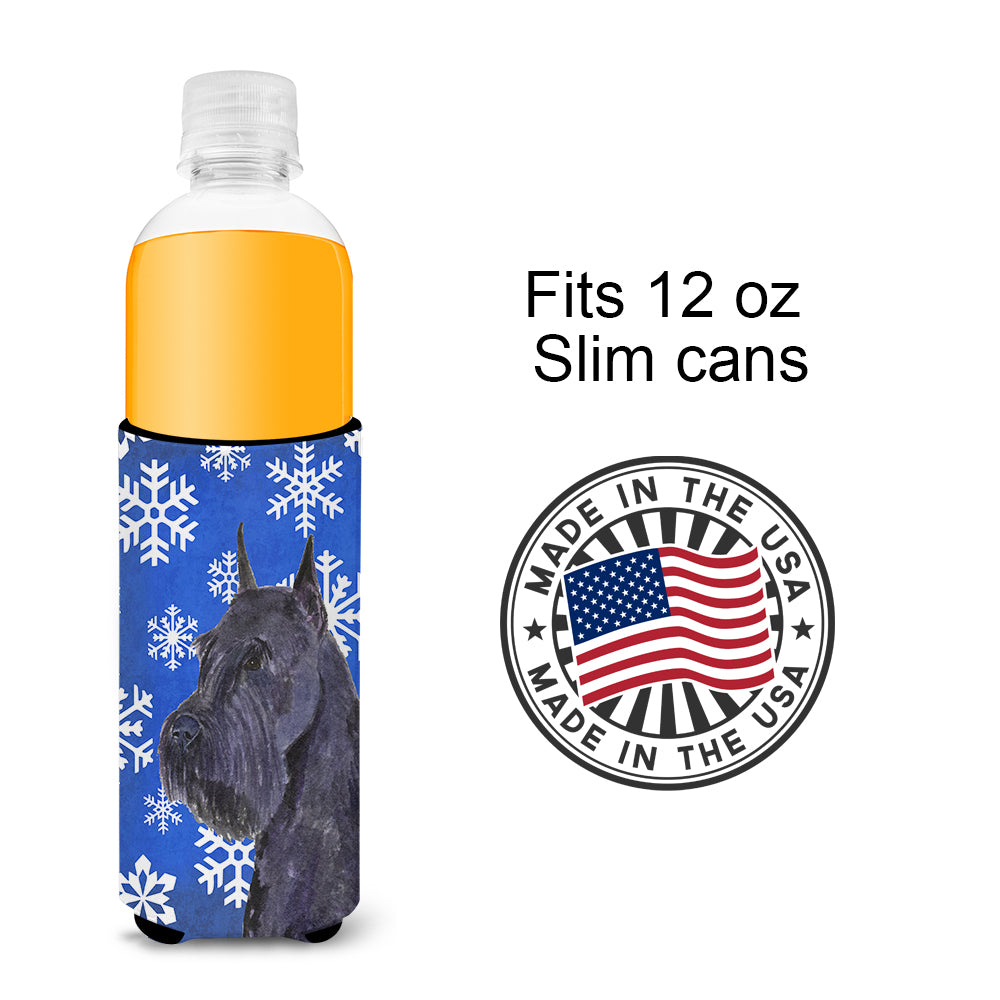 Schnauzer Winter Snowflakes Holiday Ultra Beverage Insulators for slim cans SS4661MUK