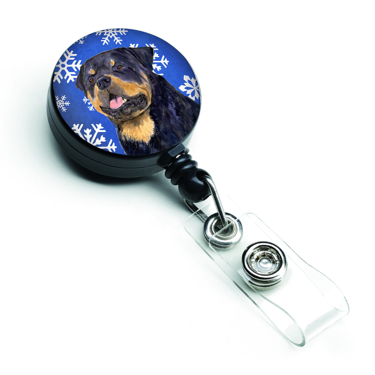 Rottweiler Winter Snowflakes Holiday Retractable Badge Reel SS4662BR