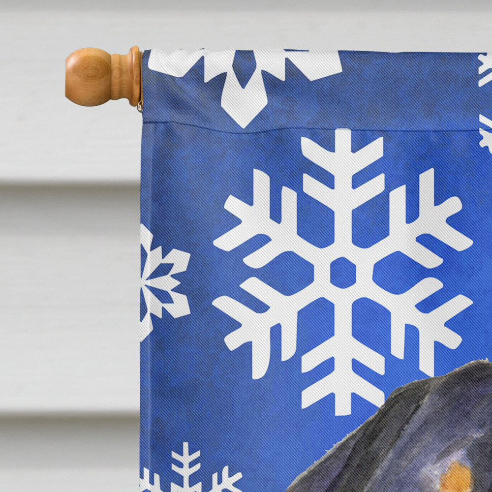 Rottweiler Winter Snowflakes Holiday Flag Canvas House Size
