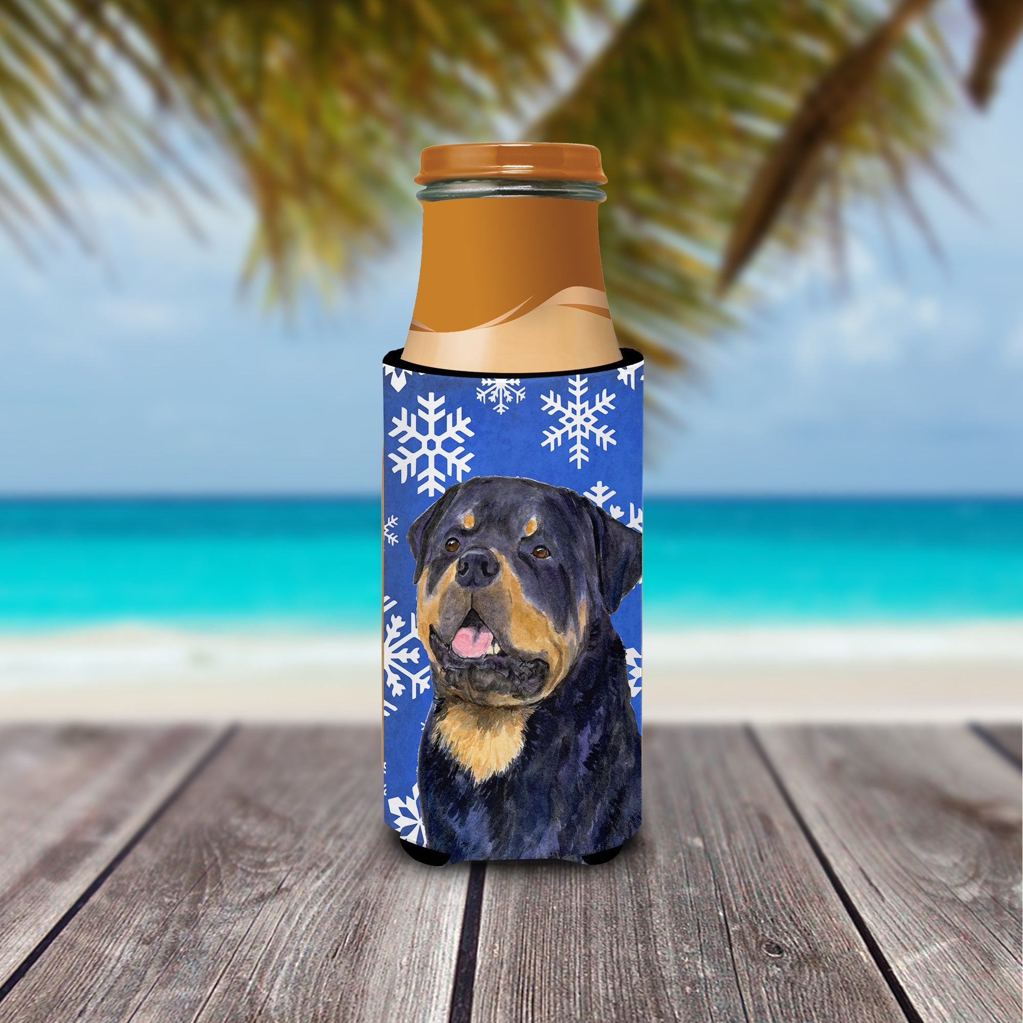 Rottweiler Winter Snowflakes Holiday Ultra Beverage Insulators for slim cans SS4662MUK