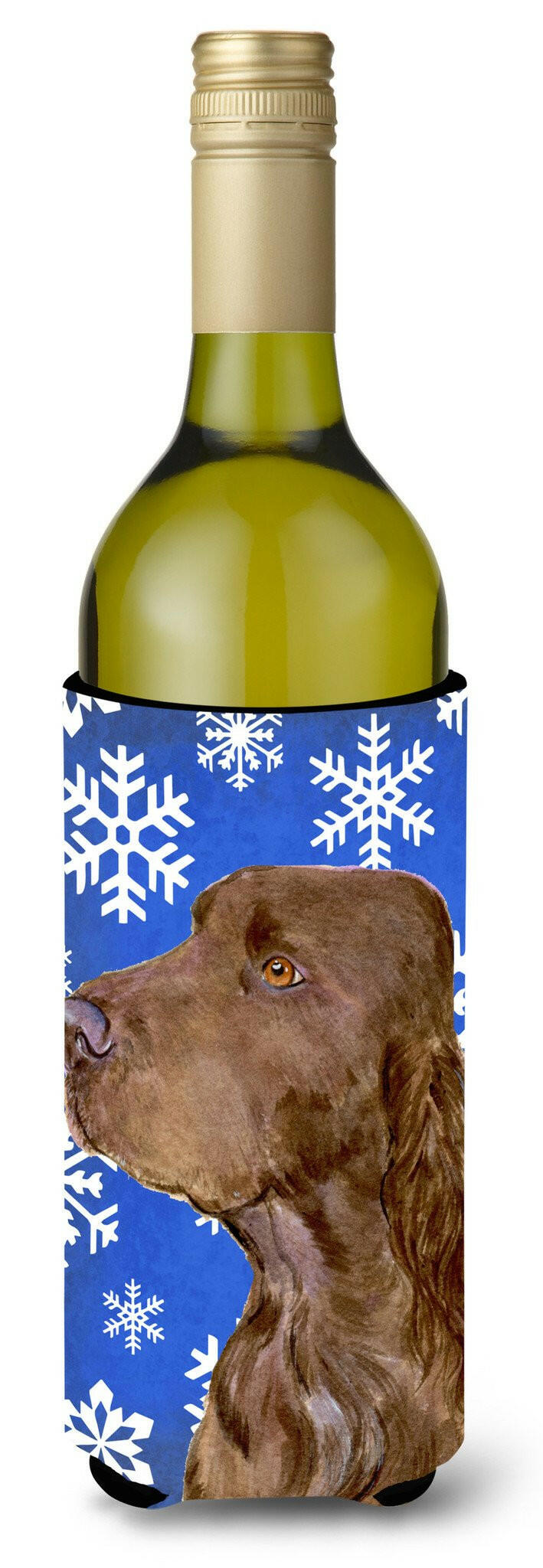 Field Spaniel Winter Snowflakes Holiday Wine Bottle Beverage Insulator Beverage Insulator Hugger by Caroline&#39;s Treasures