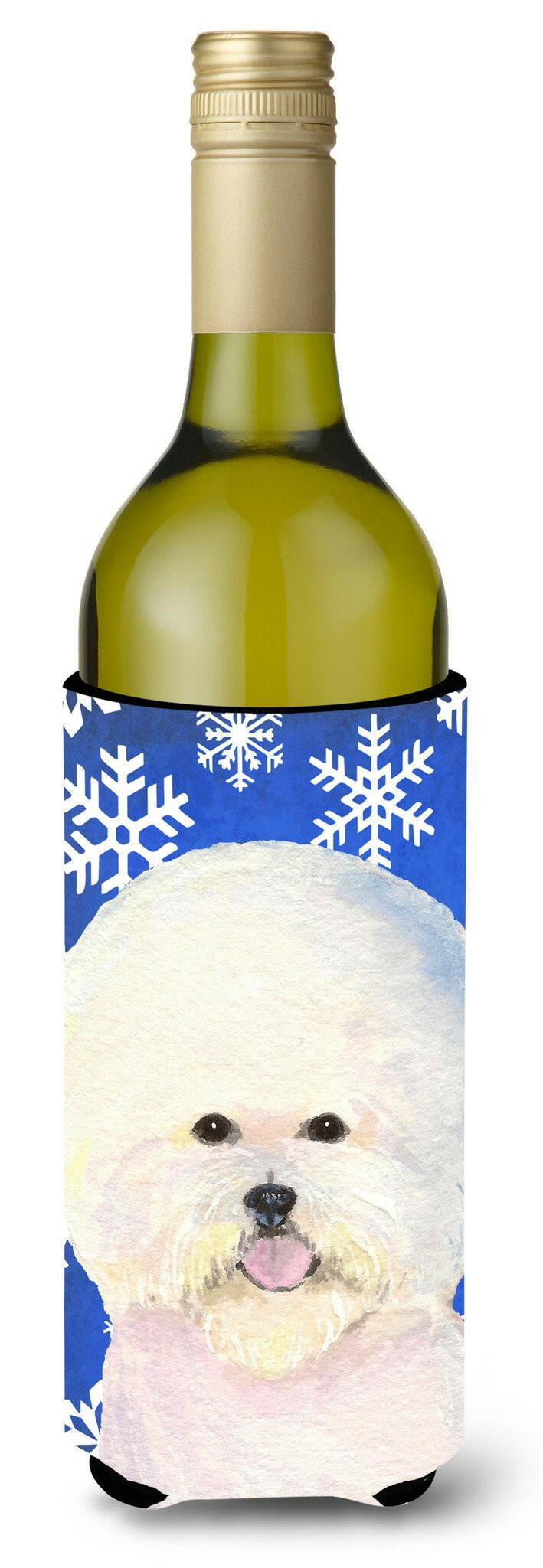 Bichon Frise Winter Snowflakes Holiday Wine Bottle Beverage Insulator Beverage Insulator Hugger SS4664LITERK by Caroline&#39;s Treasures