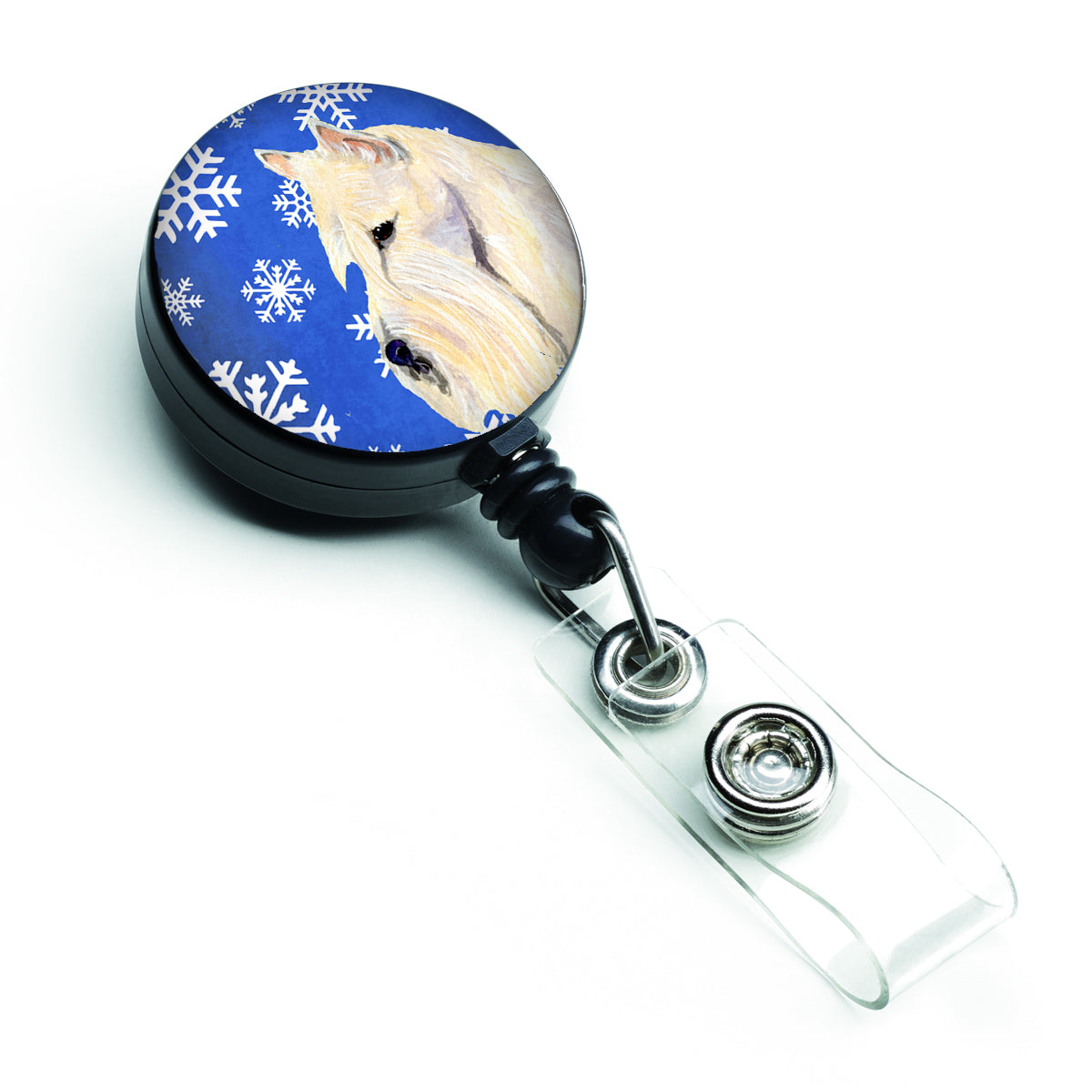 Scottish Terrier Winter Snowflakes Holiday Retractable Badge Reel SS4668BR  the-store.com.