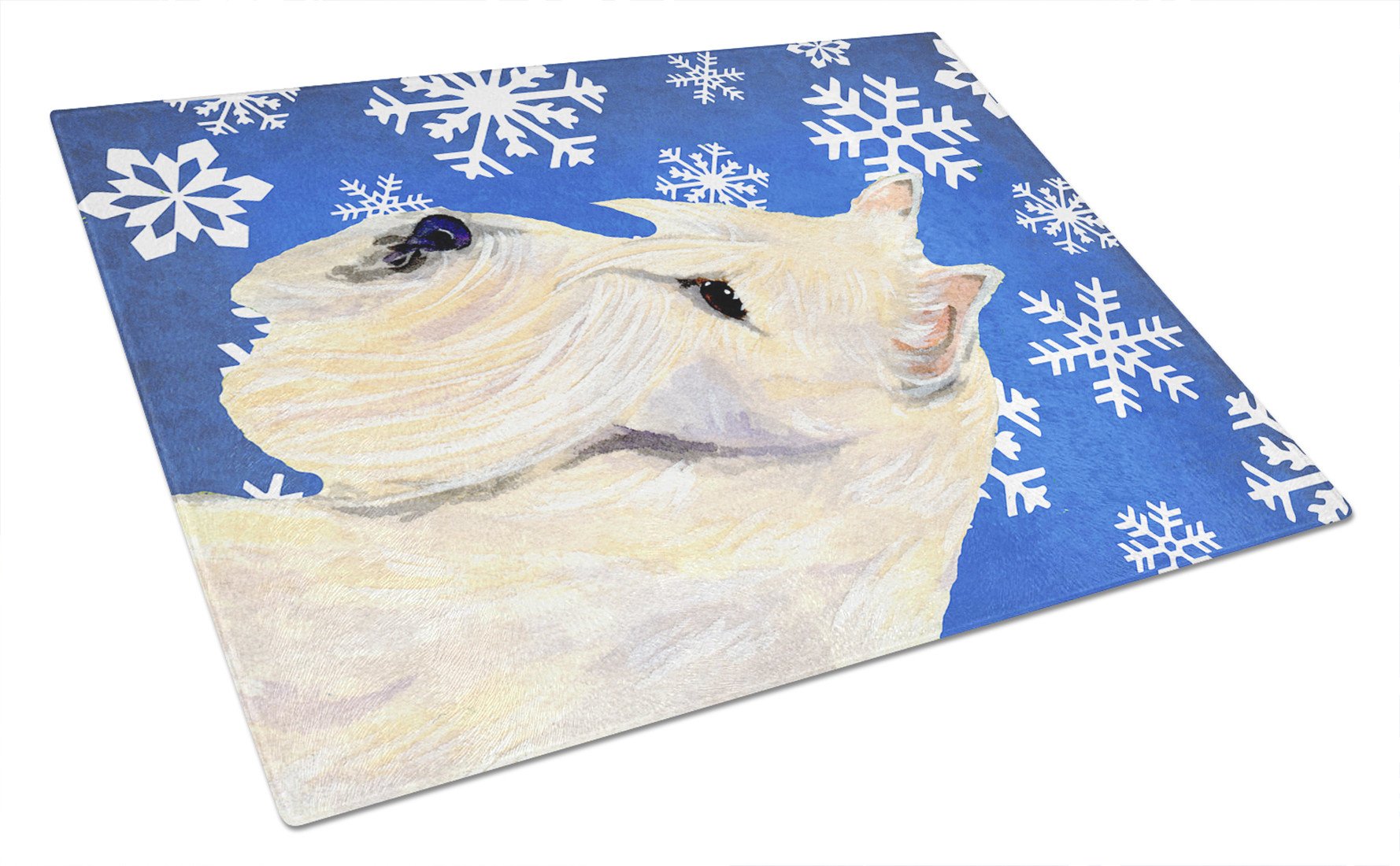 Scottish Terrier Winter Snowflakes Holiday Glass Cutting Board Large by Caroline's Treasures