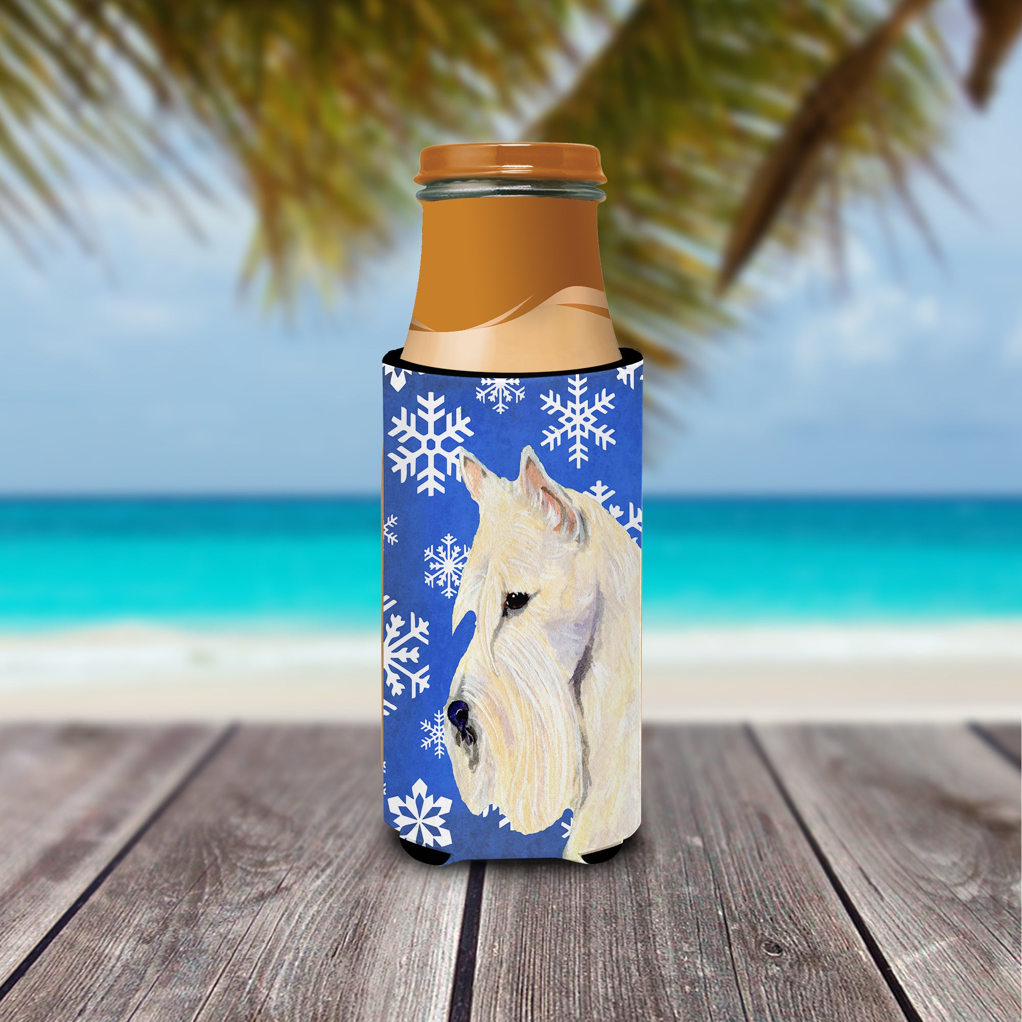 Scottish Terrier Winter Snowflakes Holiday Ultra Beverage Insulators for slim cans SS4668MUK.