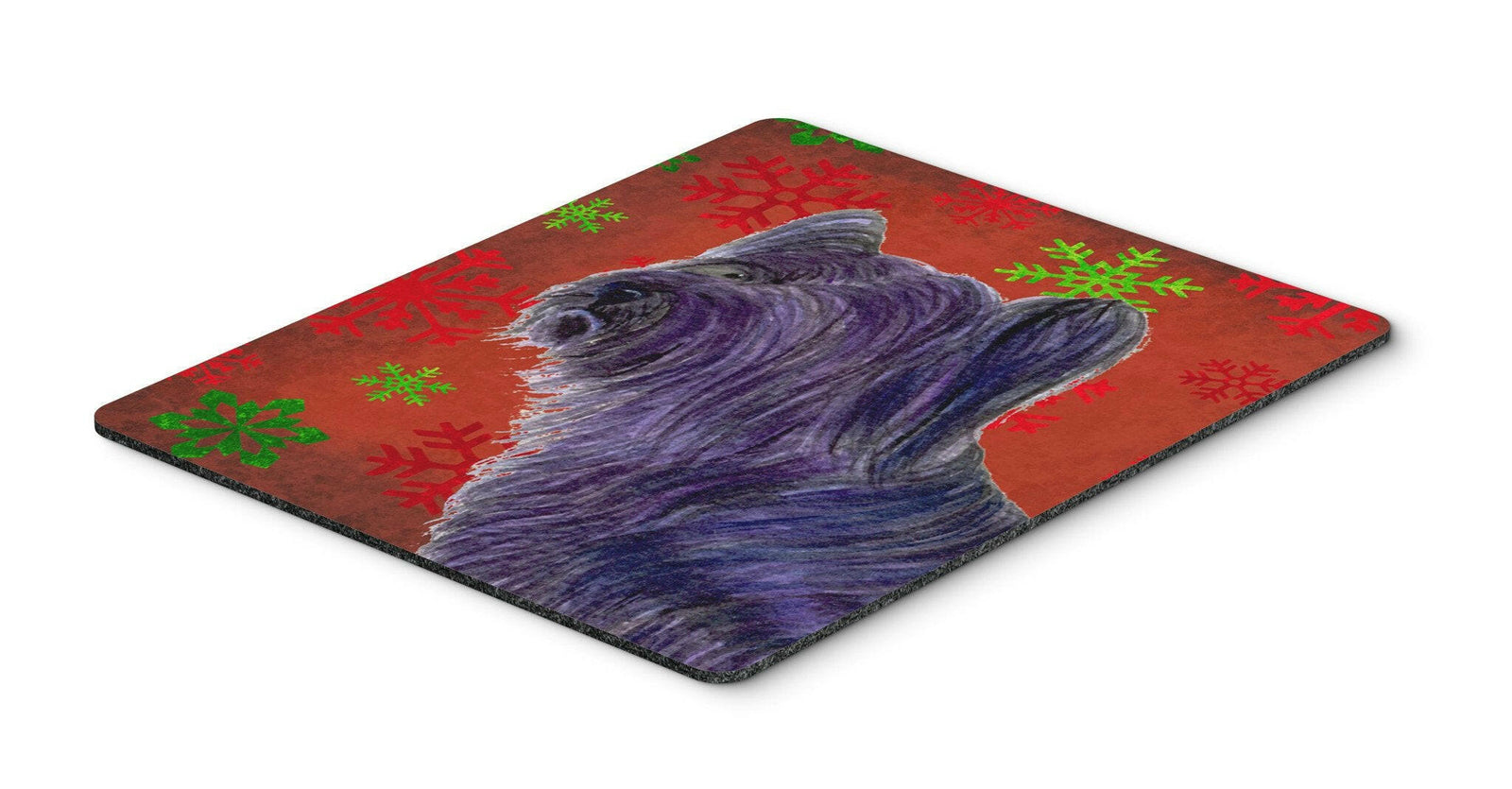 Skye Terrier Red and Green Snowflakes Christmas Mouse Pad, Hot Pad or Trivet by Caroline's Treasures