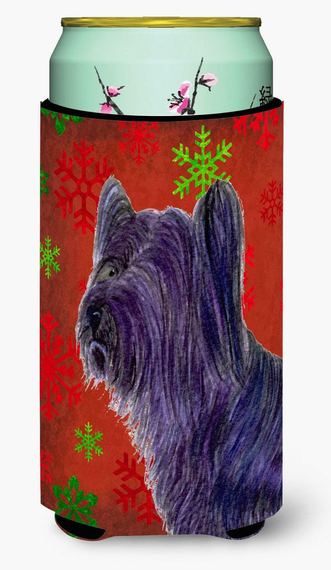 Skye Terrier Red Green Snowflake Holiday Christmas  Tall Boy Beverage Insulator Beverage Insulator Hugger by Caroline&#39;s Treasures