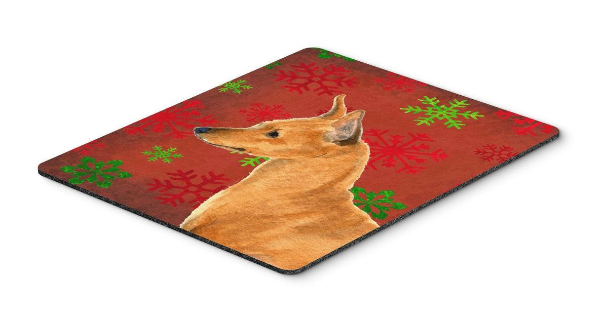 Min Pin Red and Green Snowflakes Holiday Christmas Mouse Pad, Hot Pad or Trivet by Caroline&#39;s Treasures